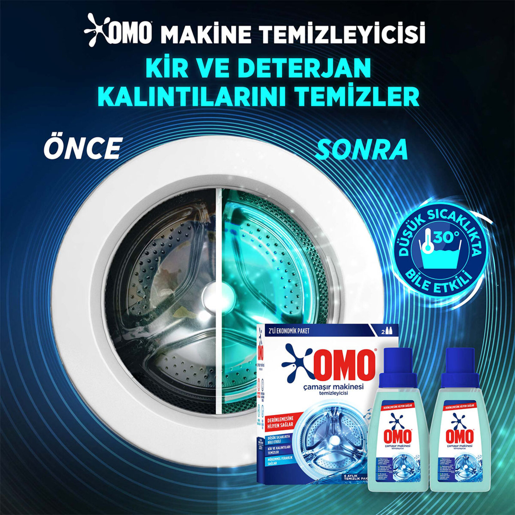 Omo Çamaşır Makinesi Temizleyicisi Çam Esintisi 2x200 Ml - Görsel 3