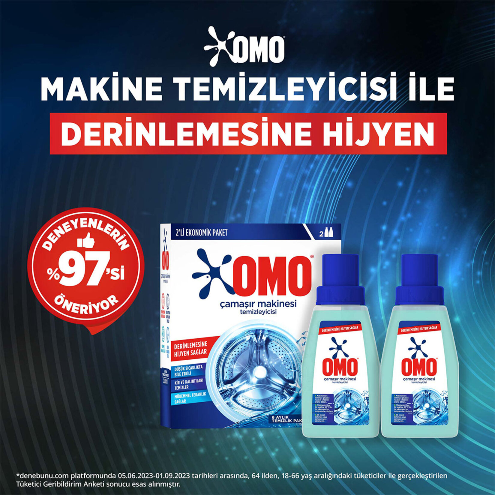 Omo Çamaşır Makinesi Temizleyicisi Çam Esintisi 2x200 Ml - Görsel 5