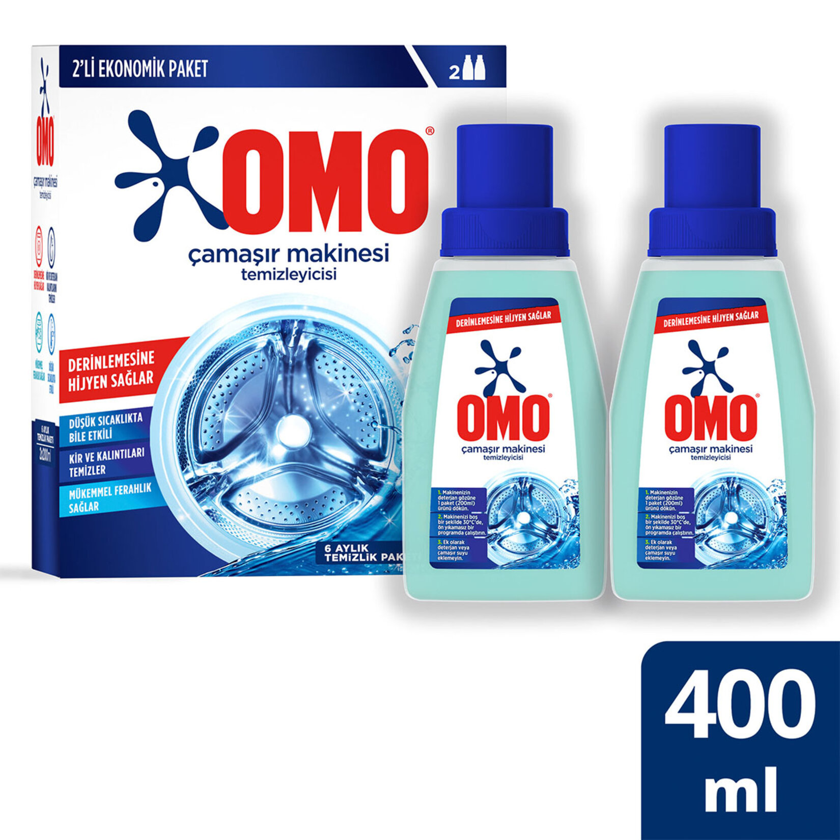 Omo Çamaşır Makinesi Temizleyicisi Çam Esintisi 2x200 Ml - Görsel 2