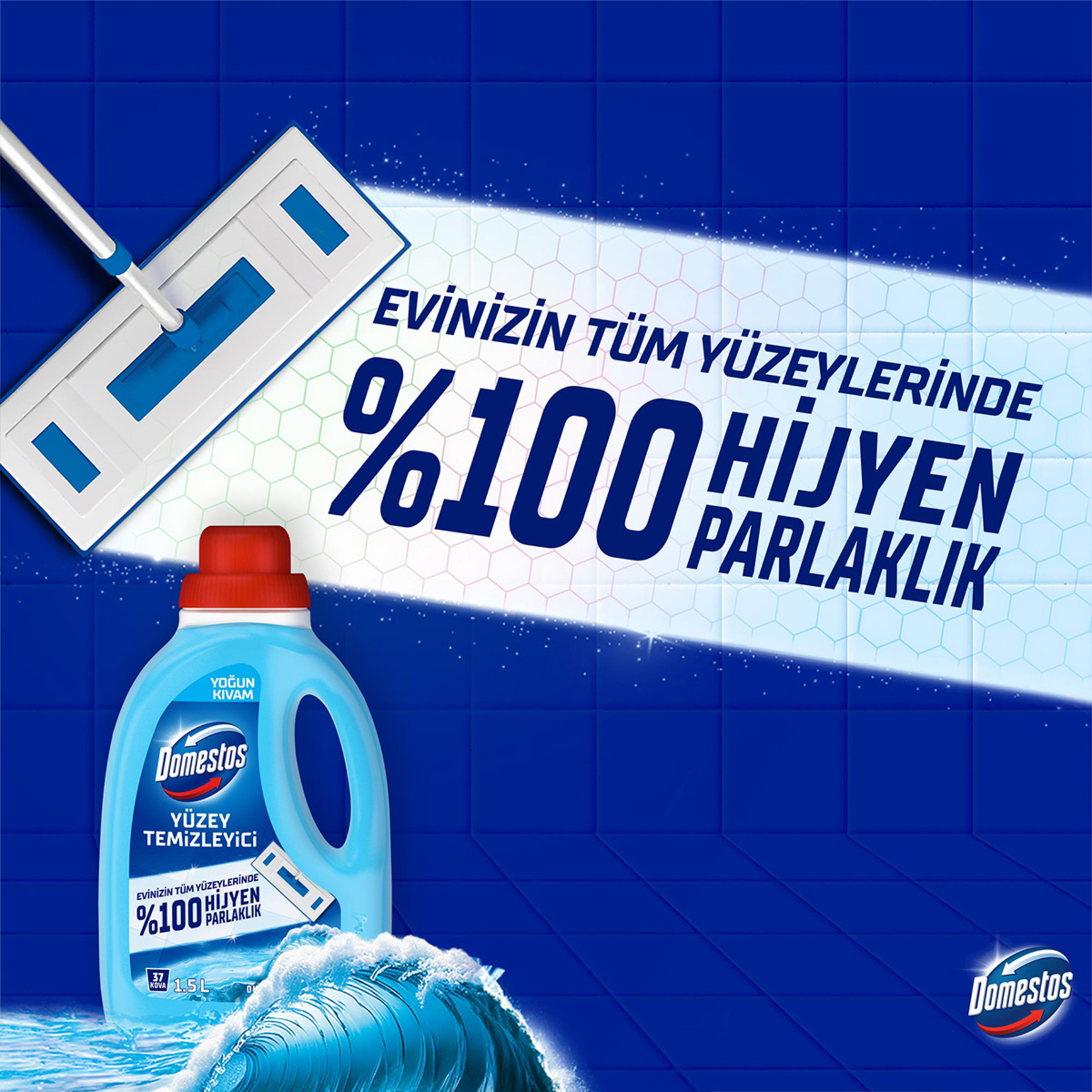 Domestos Yüzey Temizleyici Okyanus Maksimum Hijyen Tüm Yüzeyler için Yüzey Temizleyici 1500 ML - Görsel 3