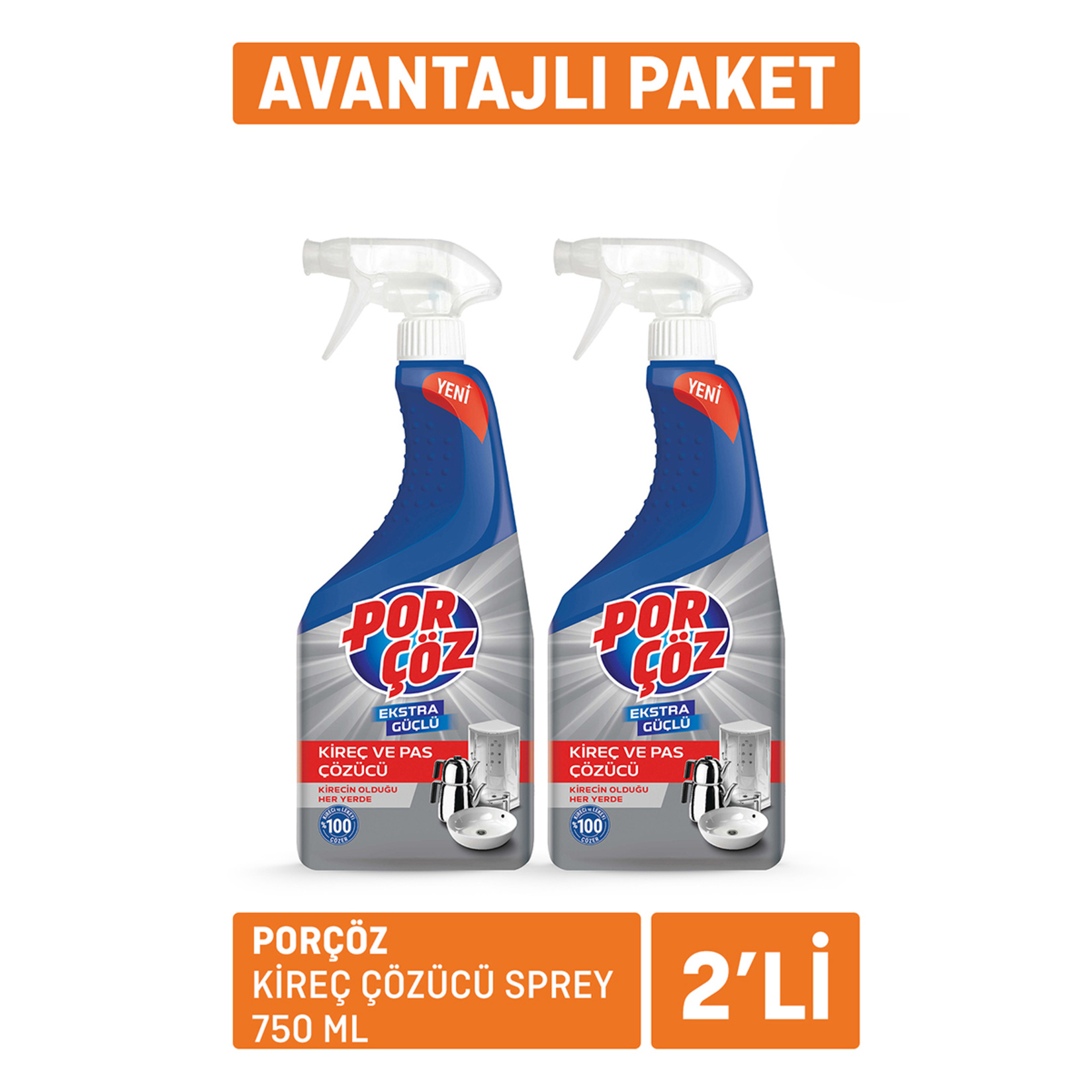 Porçöz Kireç Çözücü Sprey 2 X 750 Ml