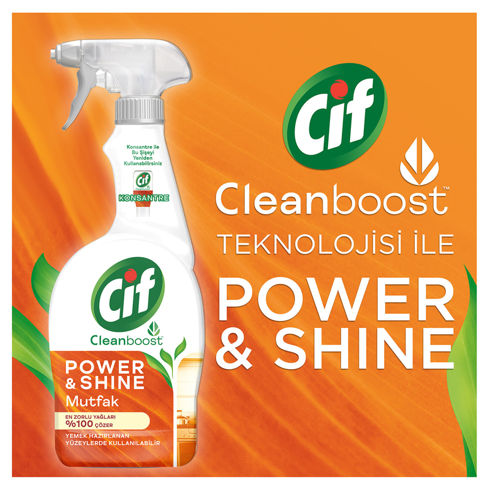 Cif Power & Shine Sprey Mutfak Yağ Çözücü 2 x 750 Ml - Görsel 3