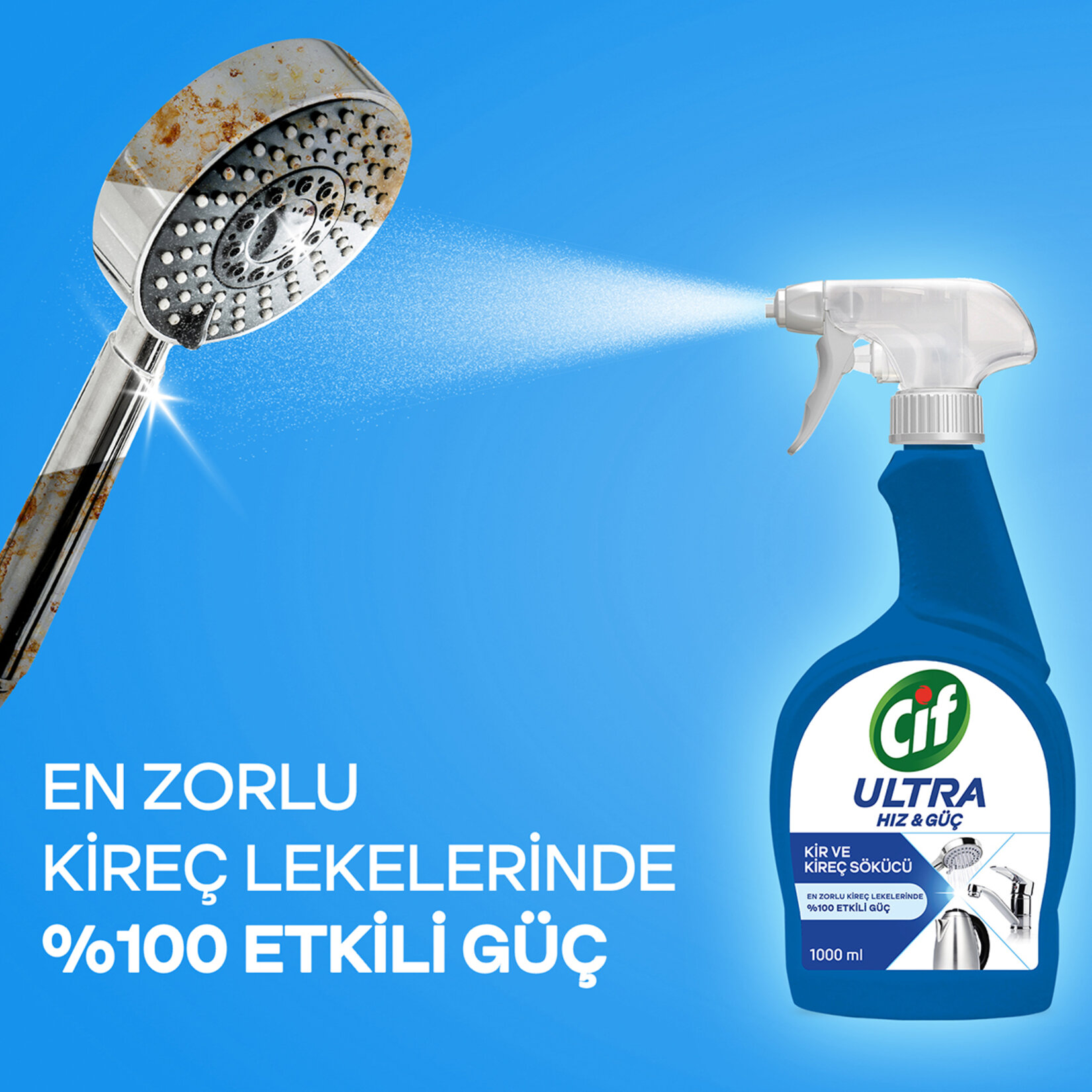 Cif Ultra Hız & Güç Kireç Sökücü Sprey Leke ve Kir Çıkarıcı Banyo 1000 Ml - Görsel 4