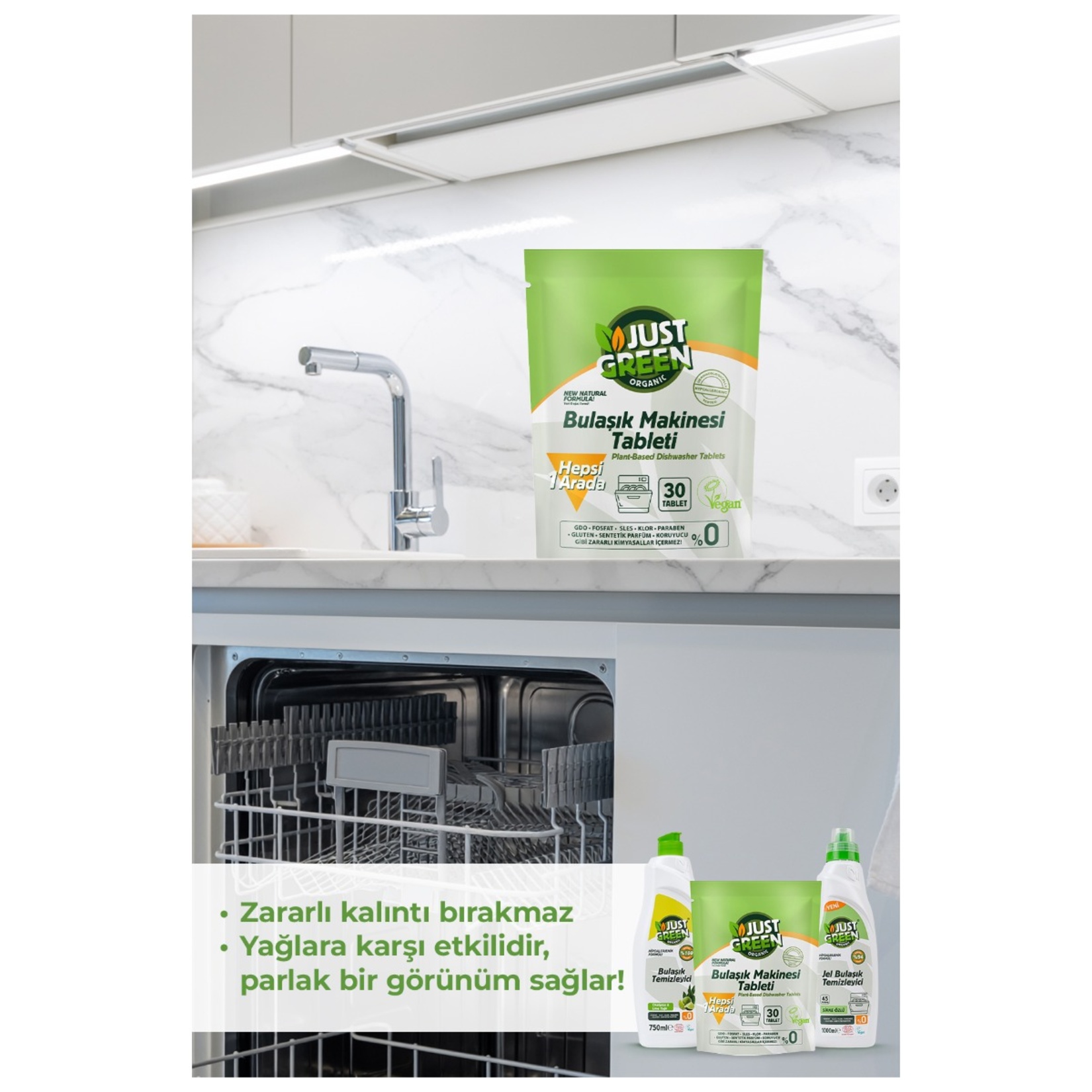 Just Green Organic Bulaşık Makinesi Tableti 30'Lu 480 G - Görsel 7