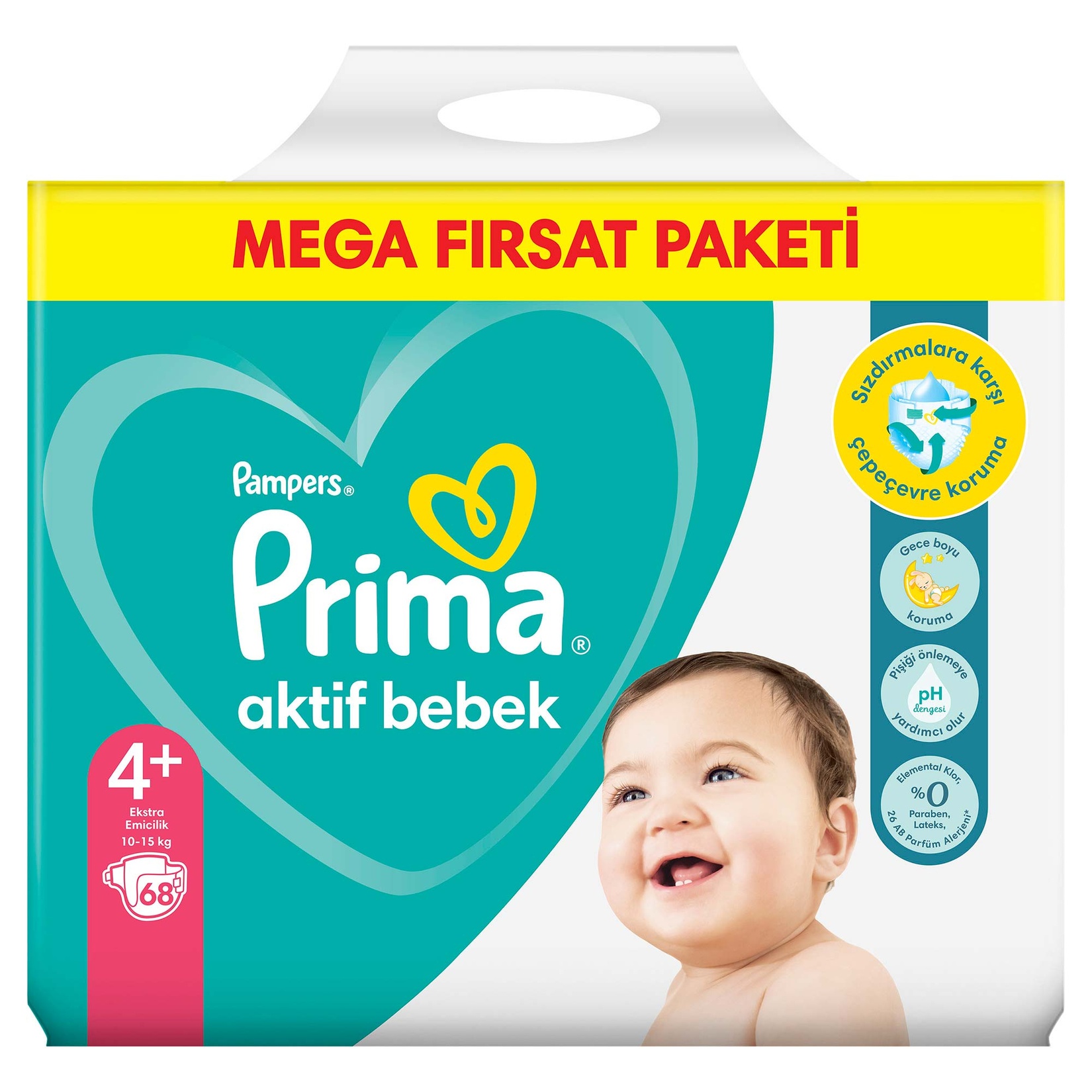 Prima Bebek Bezi Aktif Bebek 4+ Beden 68 Adet Mega Fırsat Paketi - Görsel 1
