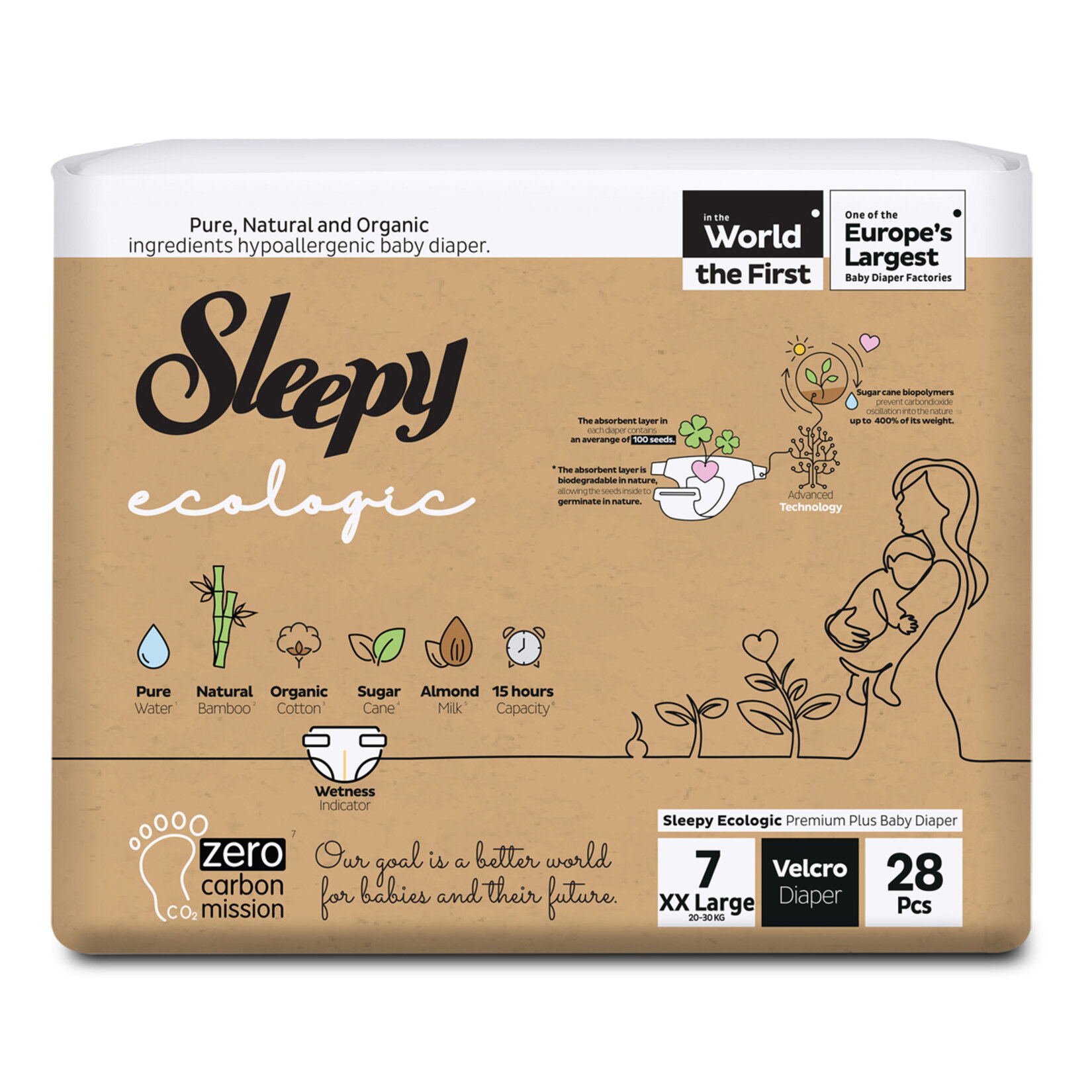 Sleepy Ecologıc Bebek Bezı 7 Beden Xxl 20-30 Kg 28'Lı - Görsel 1