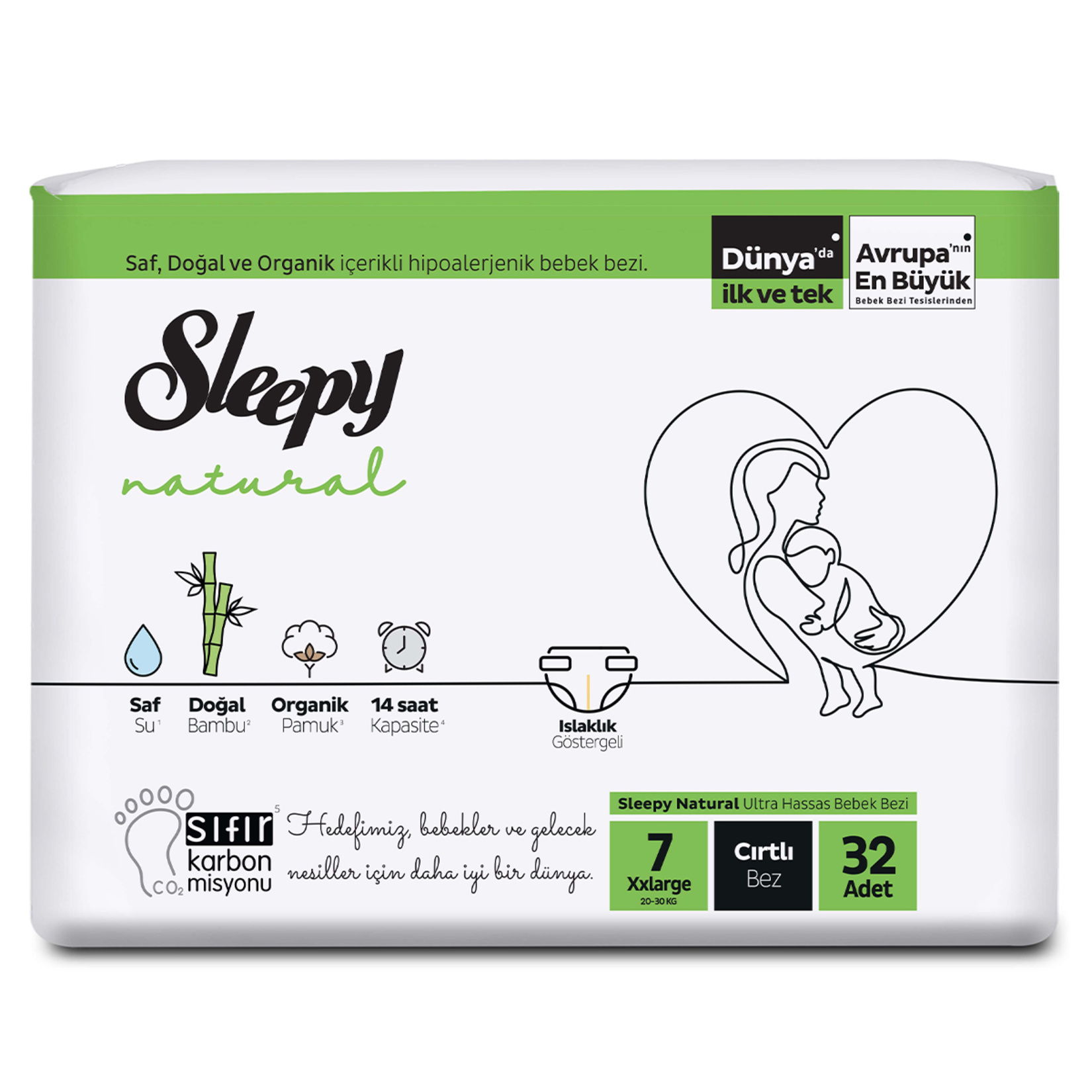 Sleepy Natural Jumbo Paket 7 No XXL 20-30 Kg 32'li