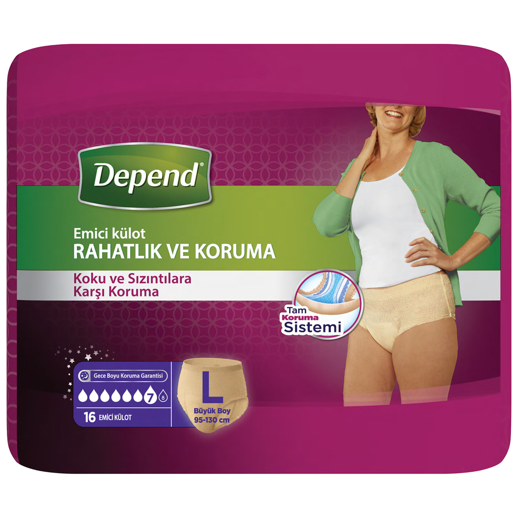 Depend Emici Külot Kadın Büyük Eko Paket 16'lı - Görsel 1