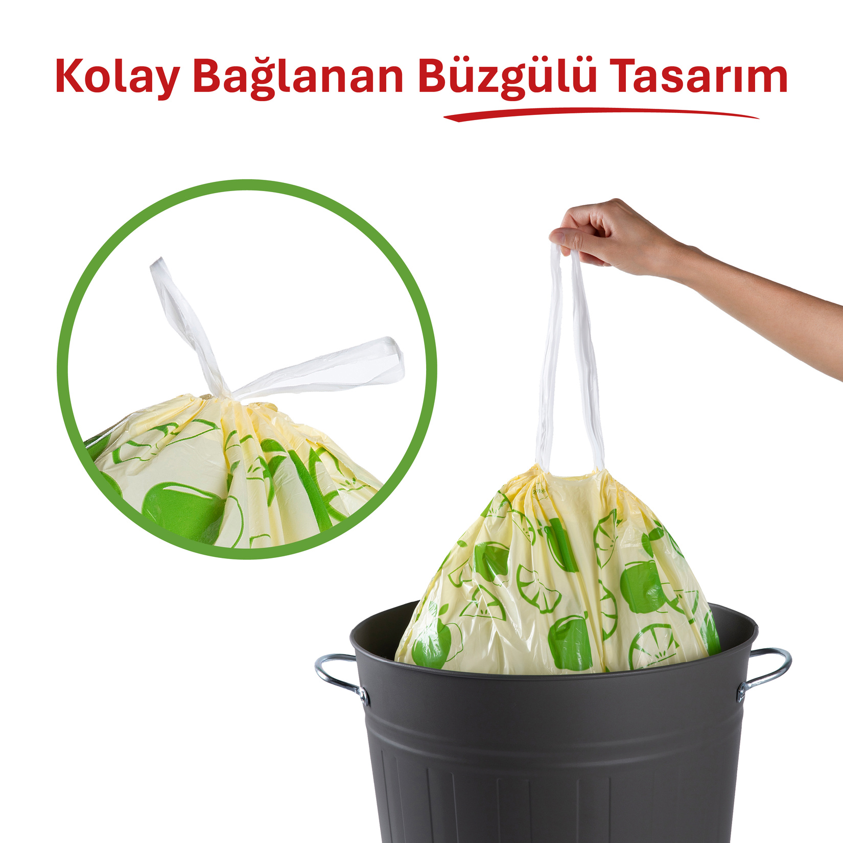 Koroplast Limon 3 Katlı  Büzgülü Orta Boy Çöp Torbası 15'li - Görsel 4