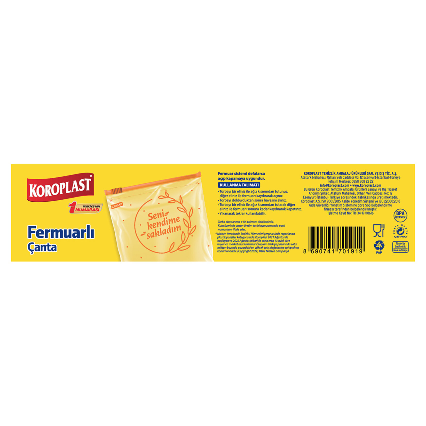 Koroplast Fermuarlı Çanta Orta Boy 12'li - Görsel 2