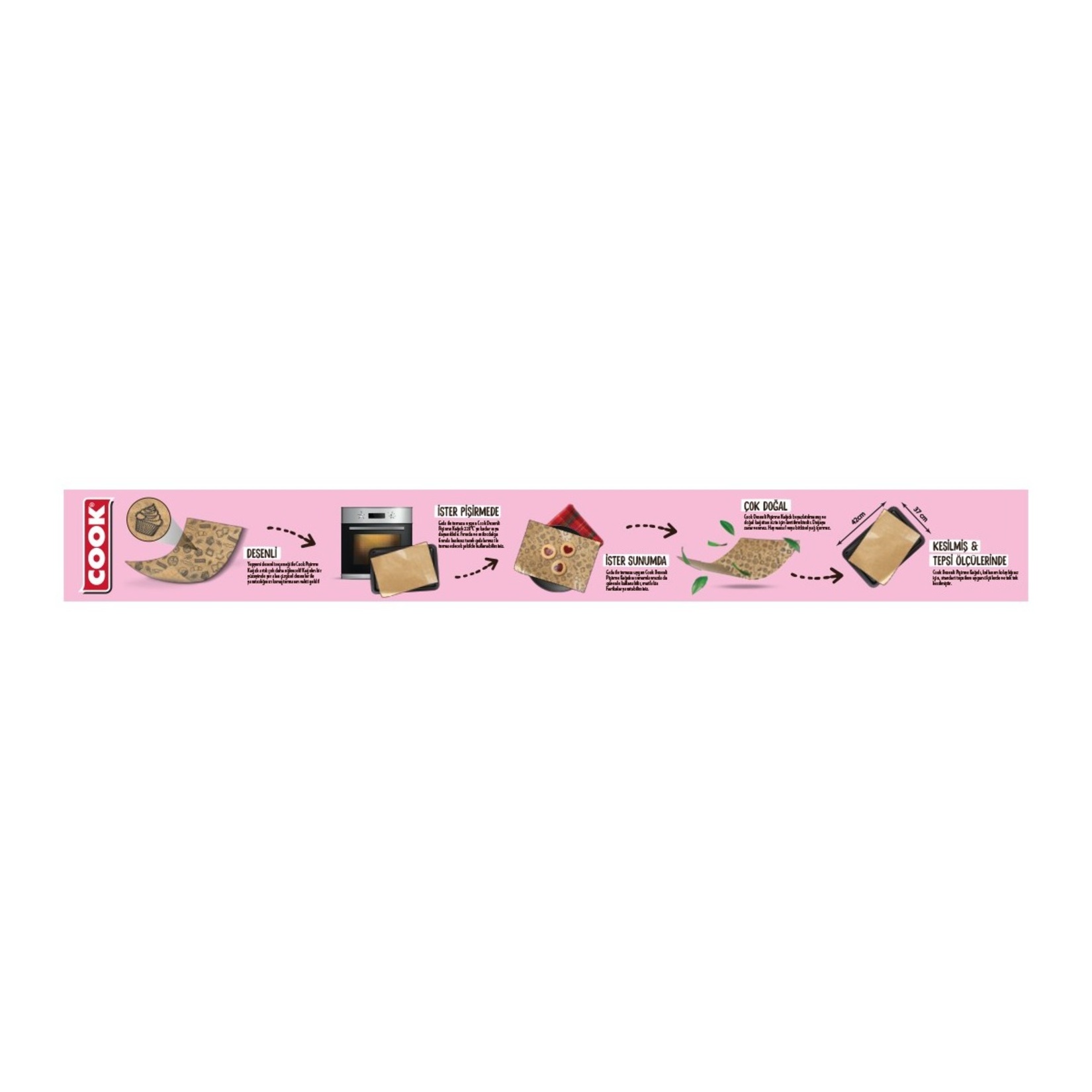 Cook Desenli Kesilmiş Doğal Pişirme Kağıdı 16'lı - Görsel 2