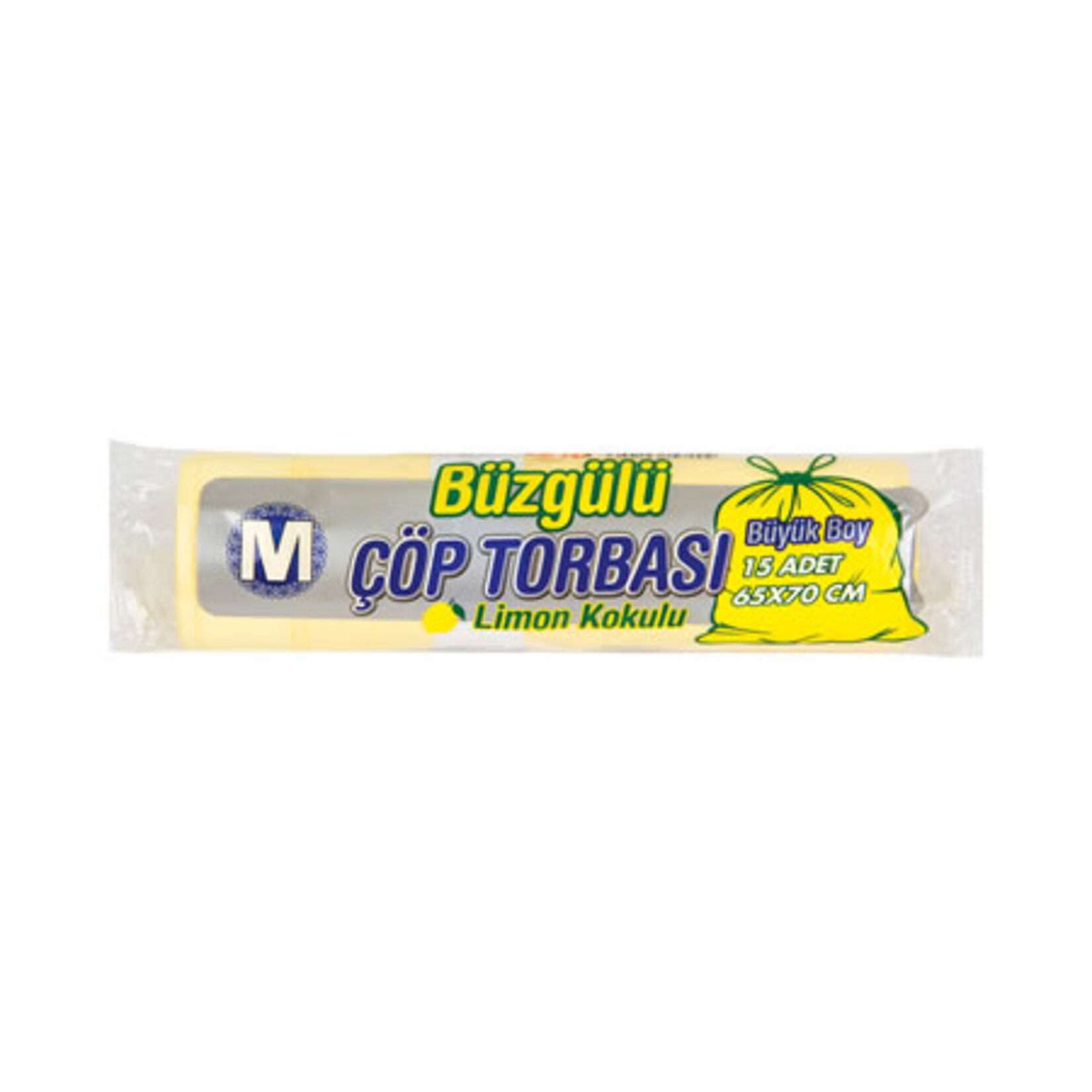Migros Çöp Torbası Büzgülü Büyük Boy Limon Kokulu 15'li - Görsel 1