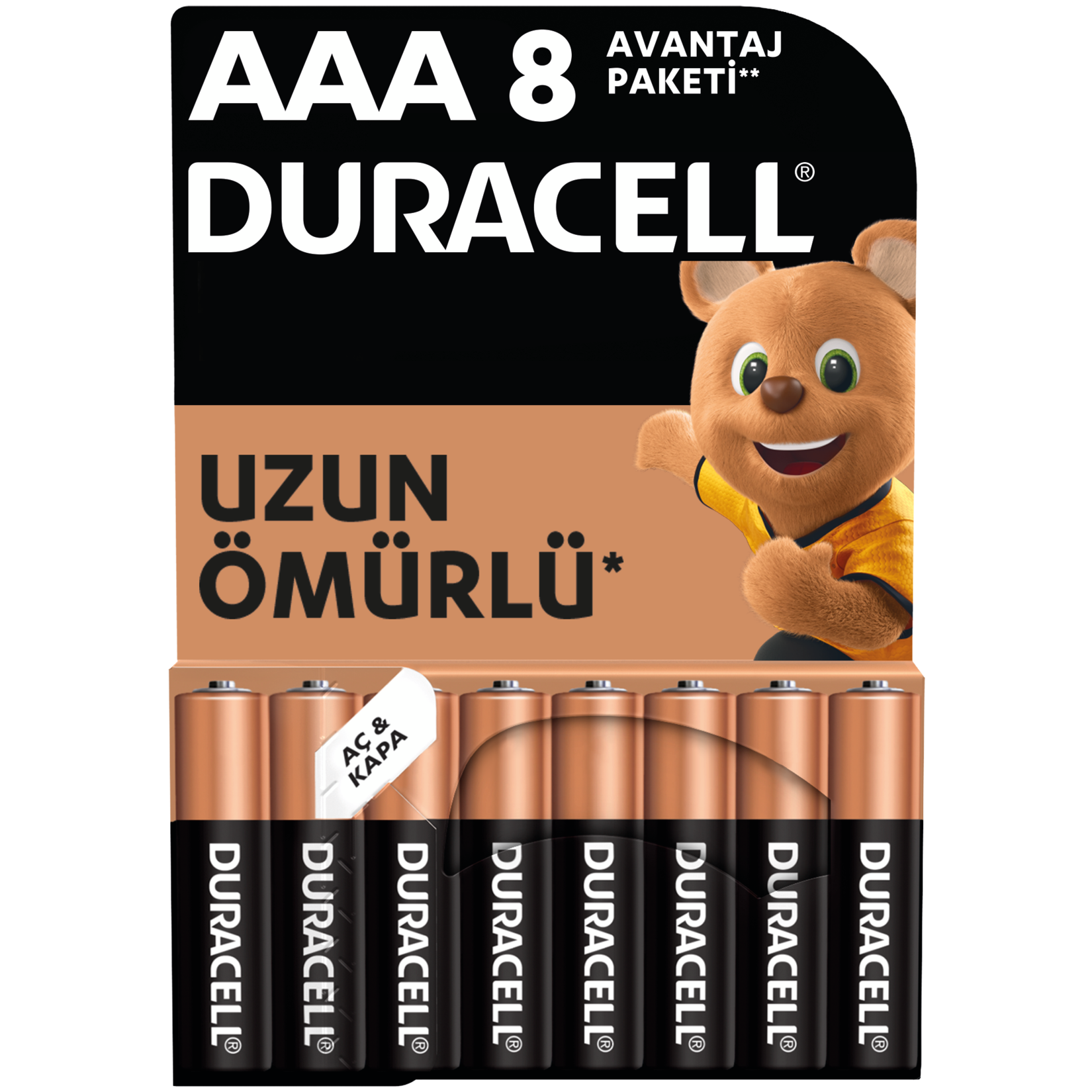 Duracell Alkalin AAA İnce Kalem Pil 1,5V (LR03 / MN2400) 8'li Paket - Görsel 1