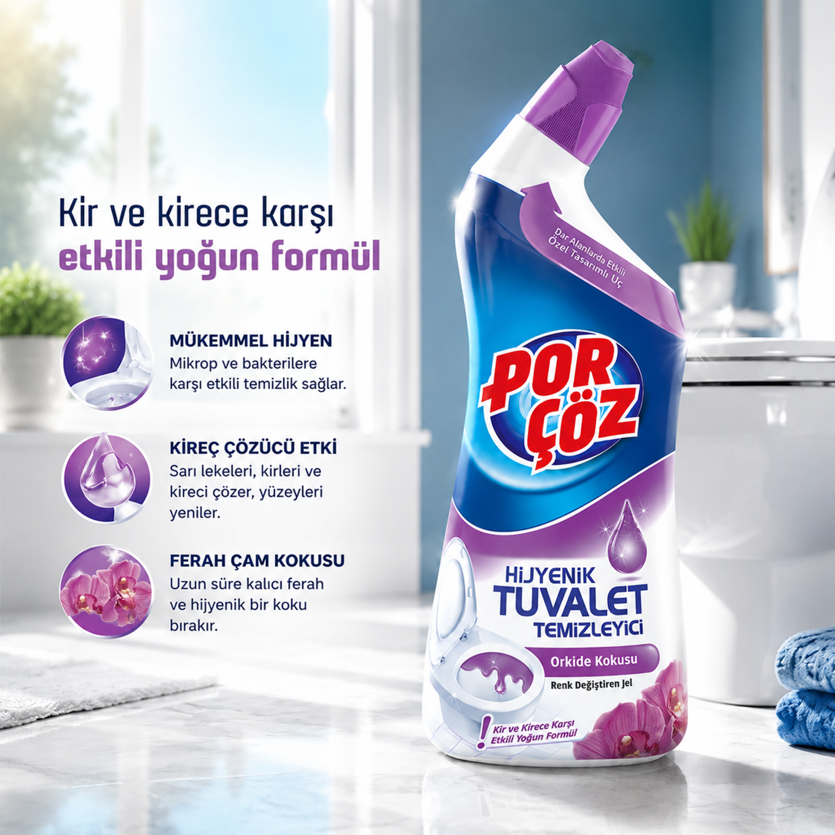 Porçöz Sıvı Tuvalet Temizleyici Orkide 750 Ml - Görsel 3