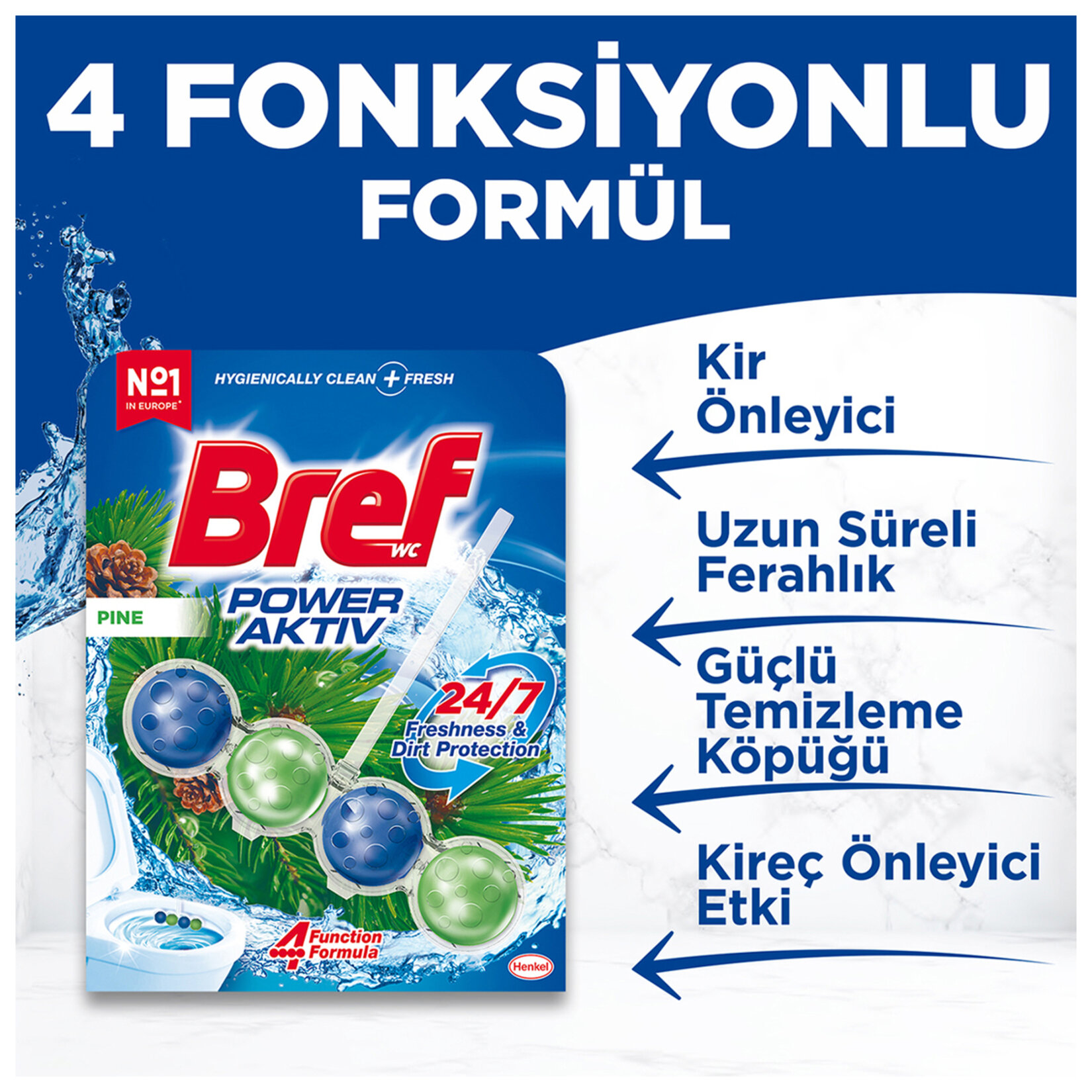 Bref Power Aktif Wc Blok Çam 2 x 50 G - Görsel 2
