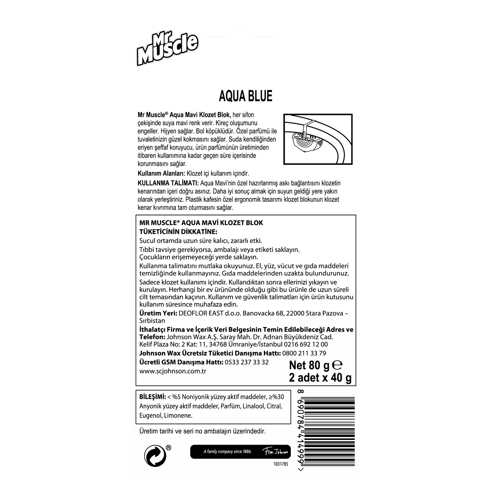 Mr. Muscle Wc Blok Aqua Paket 2 x 36 G - Görsel 2