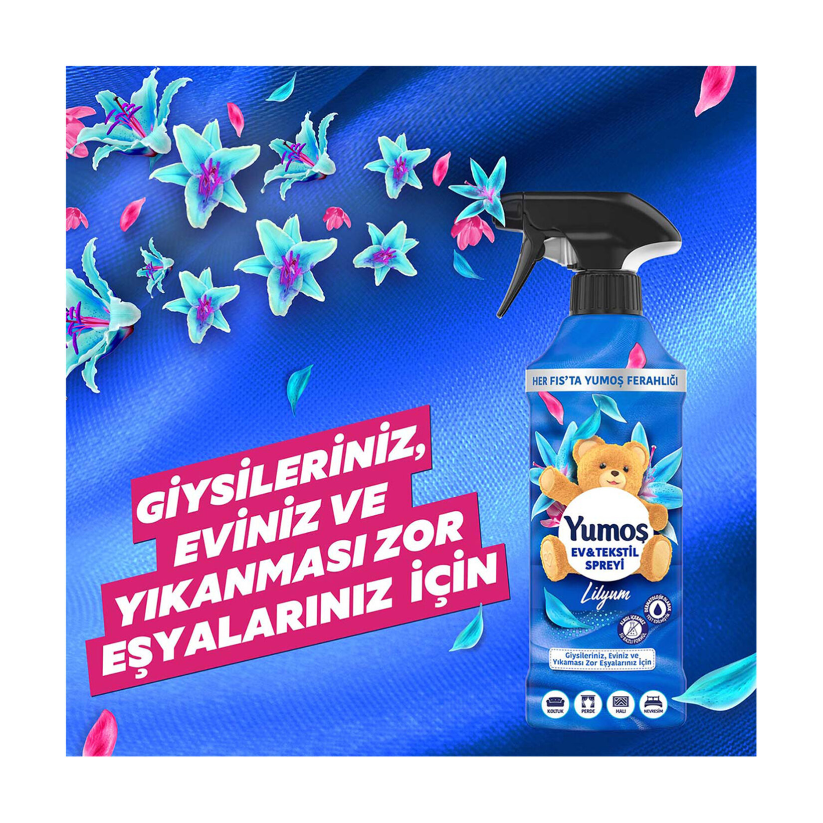 Yumoş Ev ve Tekstil Spreyi Lilyum Yıkanması Zor Eşyalar İçin 450 Ml - Görsel 5