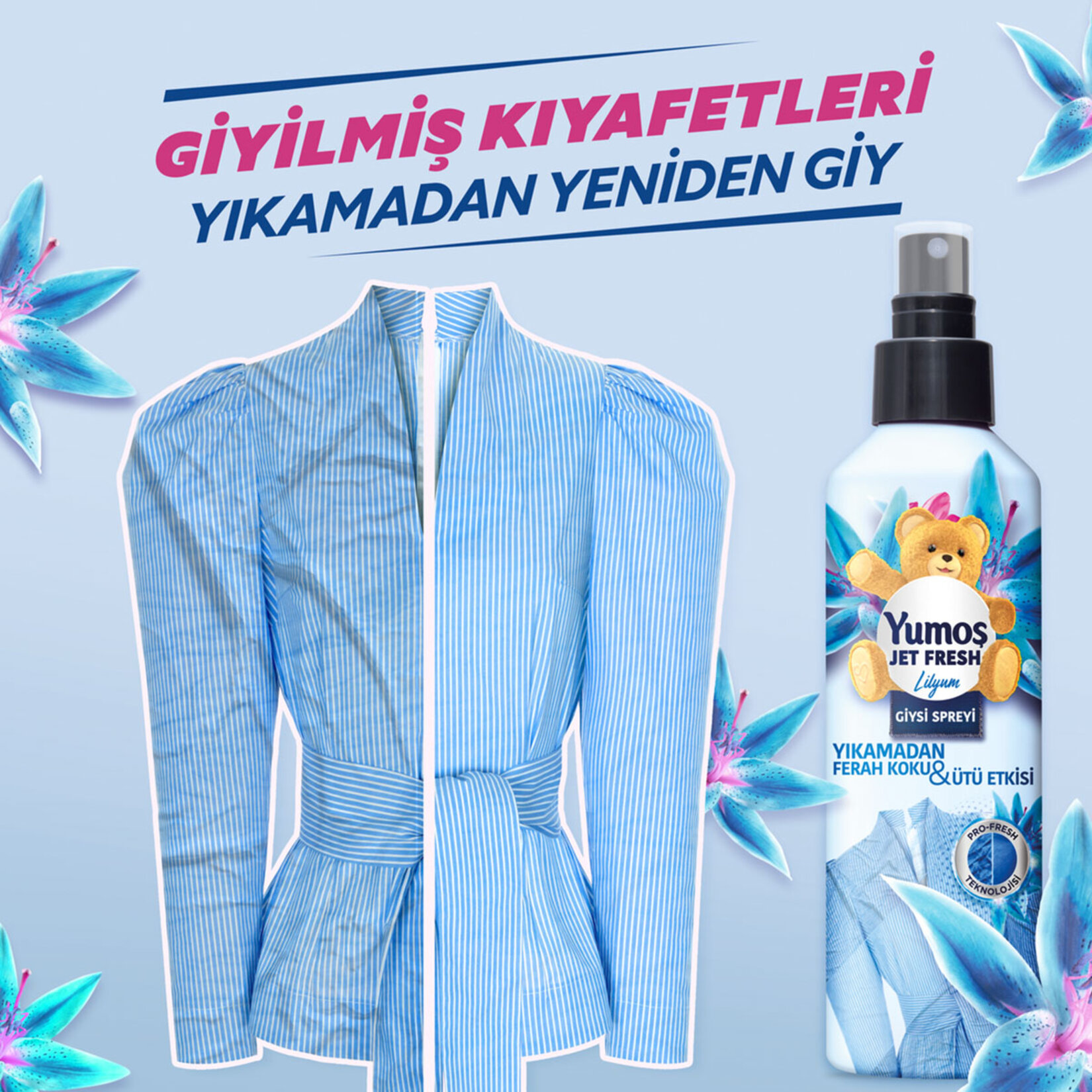 Yumoş Jet Fresh Lilyum Giysi Spreyi 2X200 Ml - Görsel 4