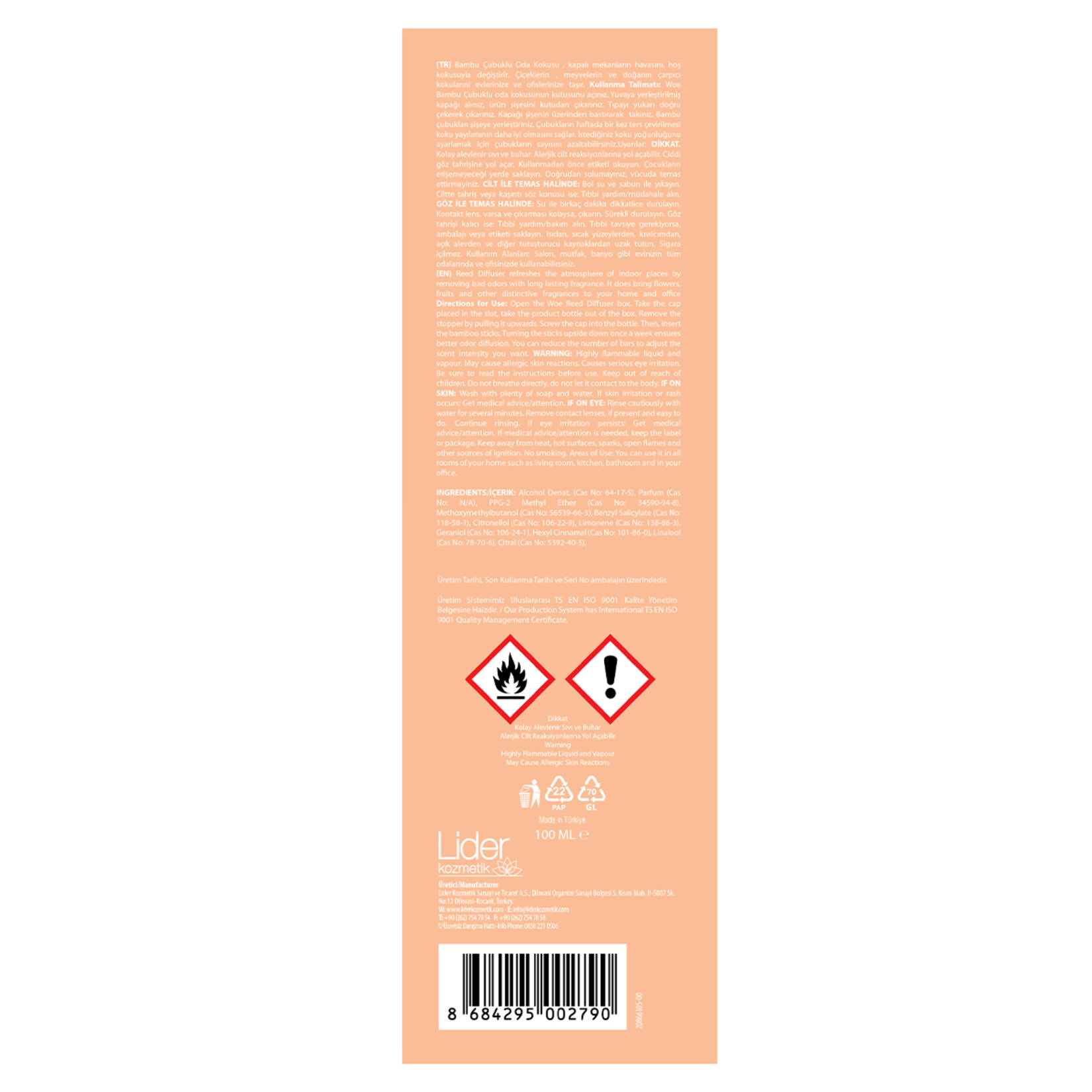 Woe Çubuklu Oda Kokusu Şeftali 100 Ml - Görsel 2