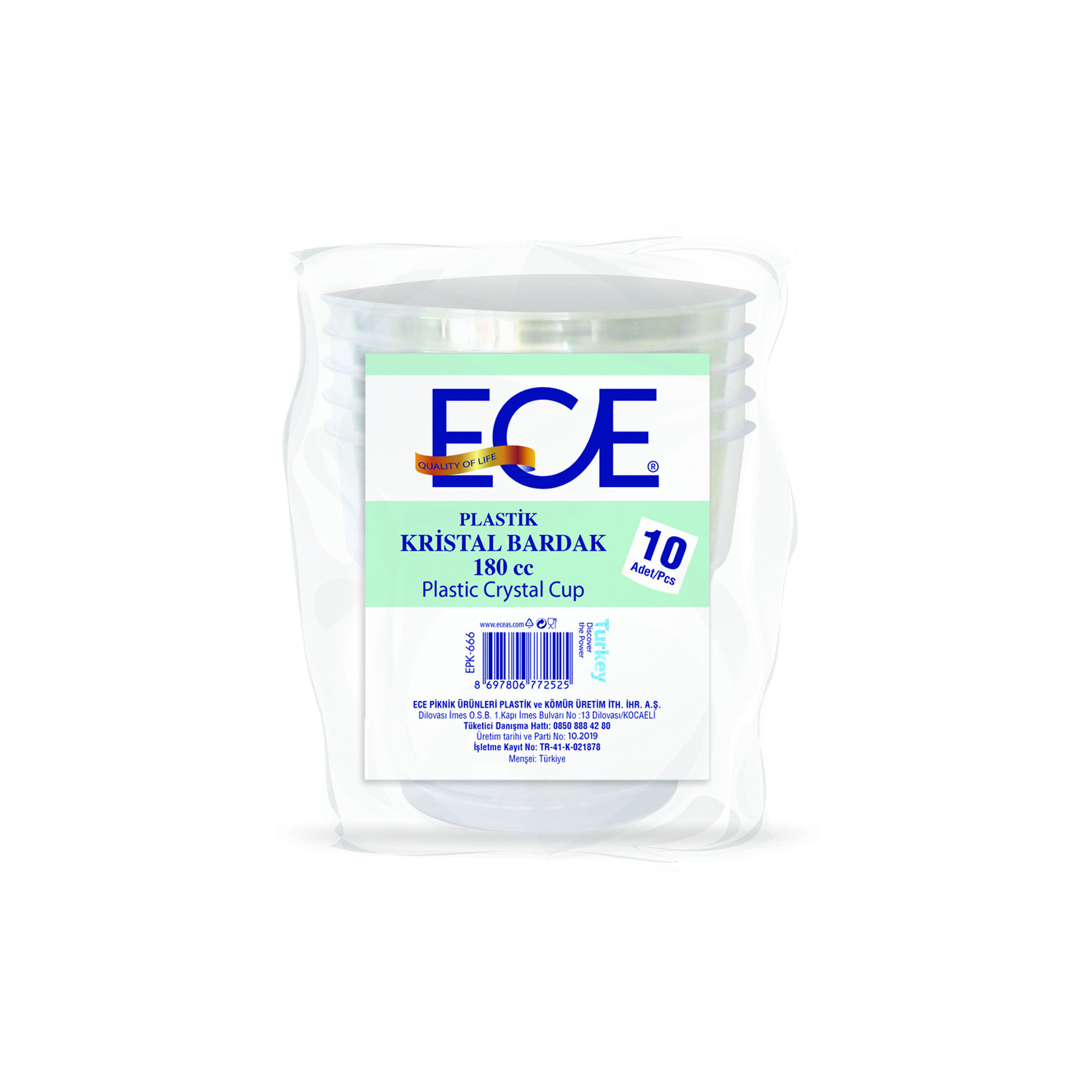 Ece Kristal Bardak 10'lu 180 Cc