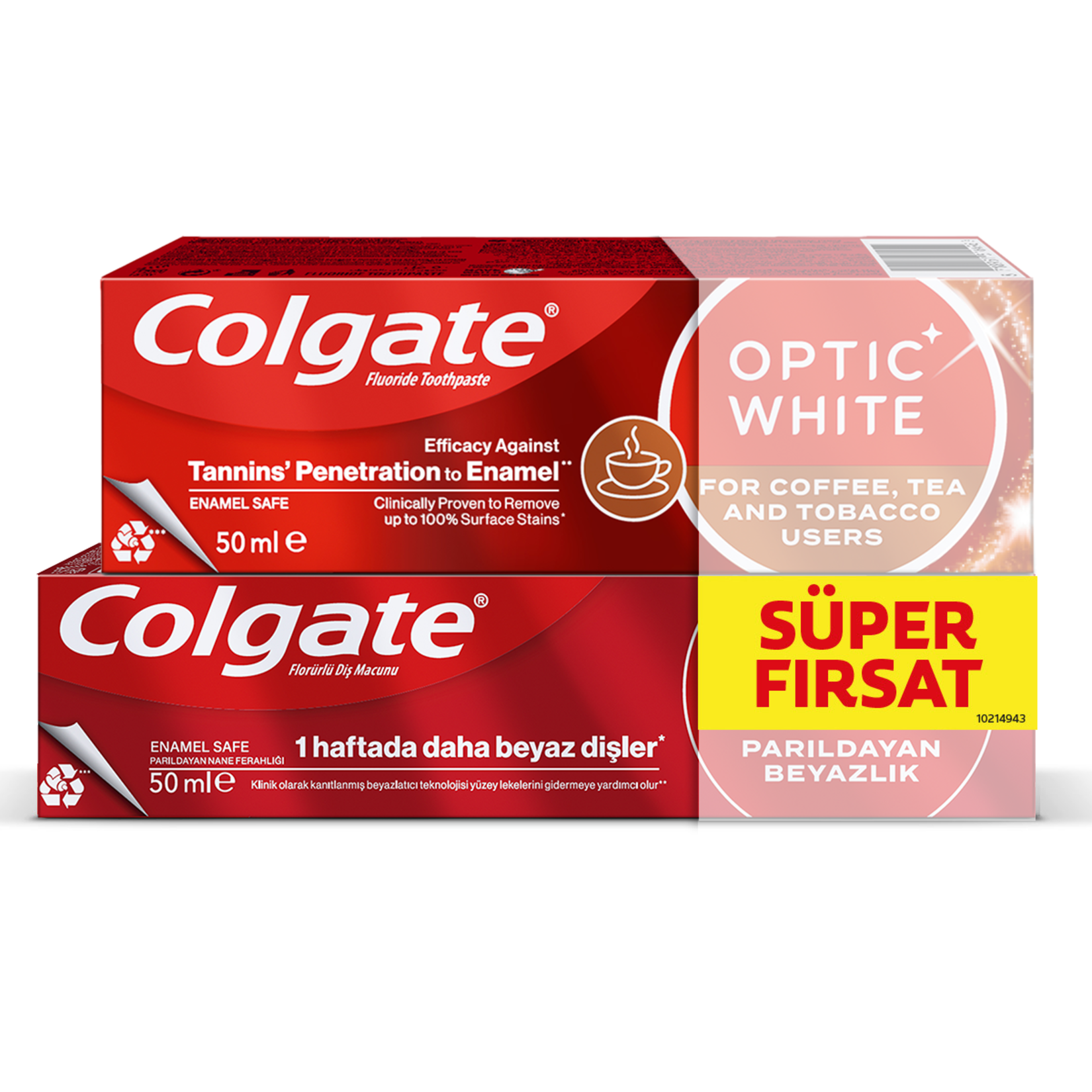 Colgate Çay Kahve Tütün 50 Ml + Parıldayan Beyazlık 50 Ml