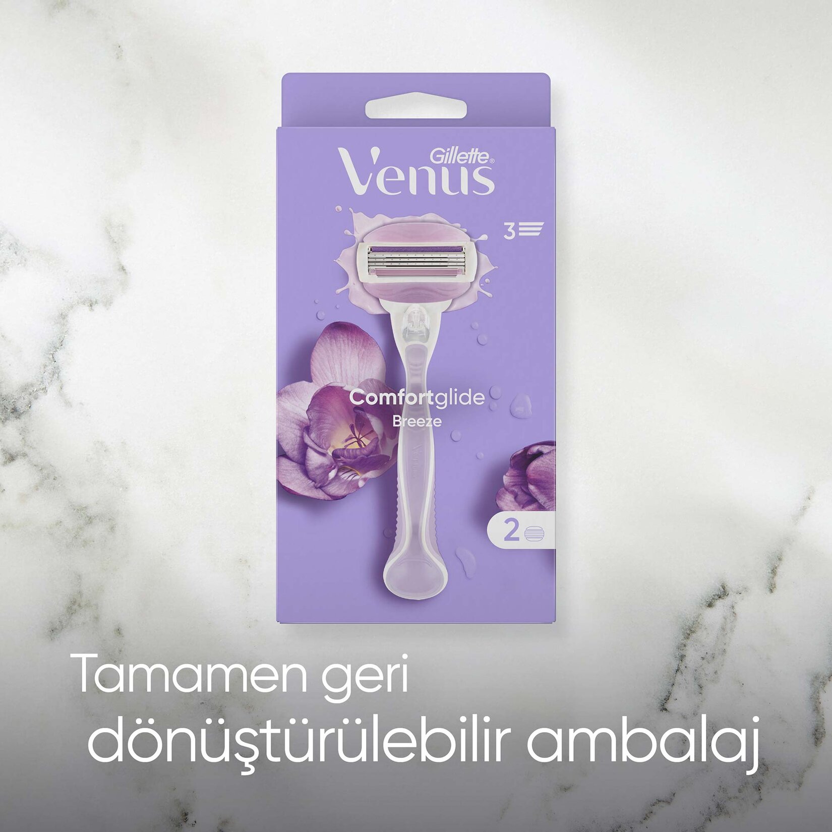 Gillette Venus Comfortglide Breeze Tıraş Makinesi + 2 Adet Yedek Başlık - Görsel 8