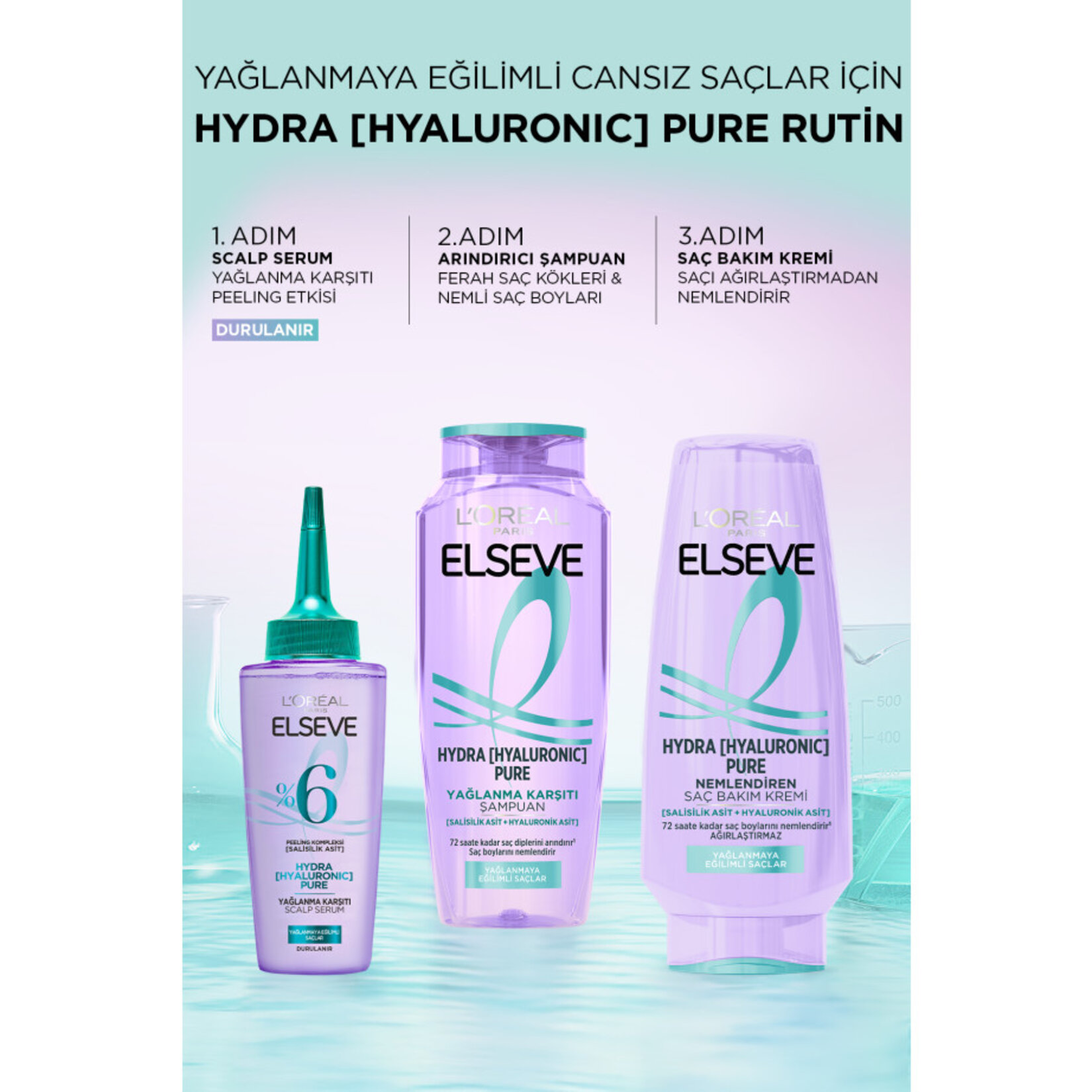 L'Oréal Paris Elseve Hydra [Hyaluronic] Pure Salisilik Asit İçeren Yağlanma Karşıtı Arındırıcı Şampuan 300 Ml - Görsel 7