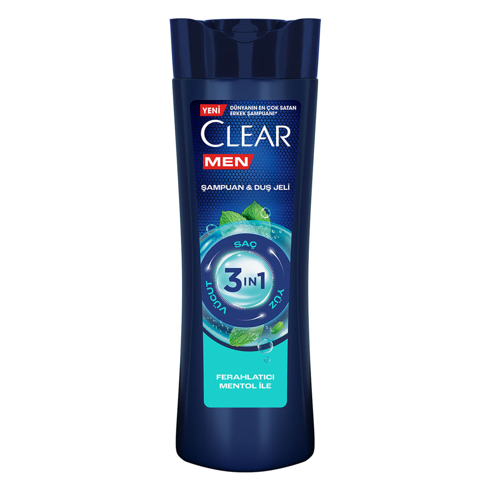 Clear Men 3 in 1 Şampuan & Duş Jeli Ferahlatıcı Mentol Etkisi Saç Yüz Vücut İçin 350 ml - Görsel 1