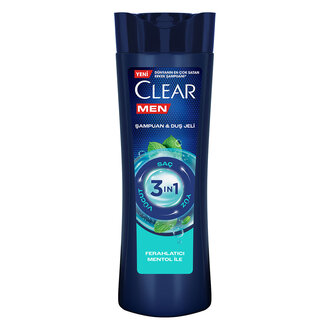 Clear Men 3 in 1 Şampuan & Duş Jeli Ferahlatıcı Mentol Etkisi Saç Yüz Vücut İçin 350 ml