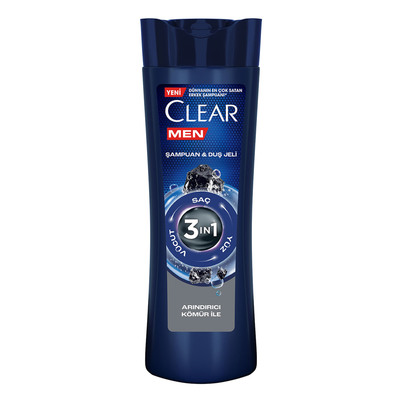 Clear Men 3 in 1 Şampuan & Duş Jeli Arındırıcı Kömür Saç Yüz Vücut İçin 350 ml - Görsel 1