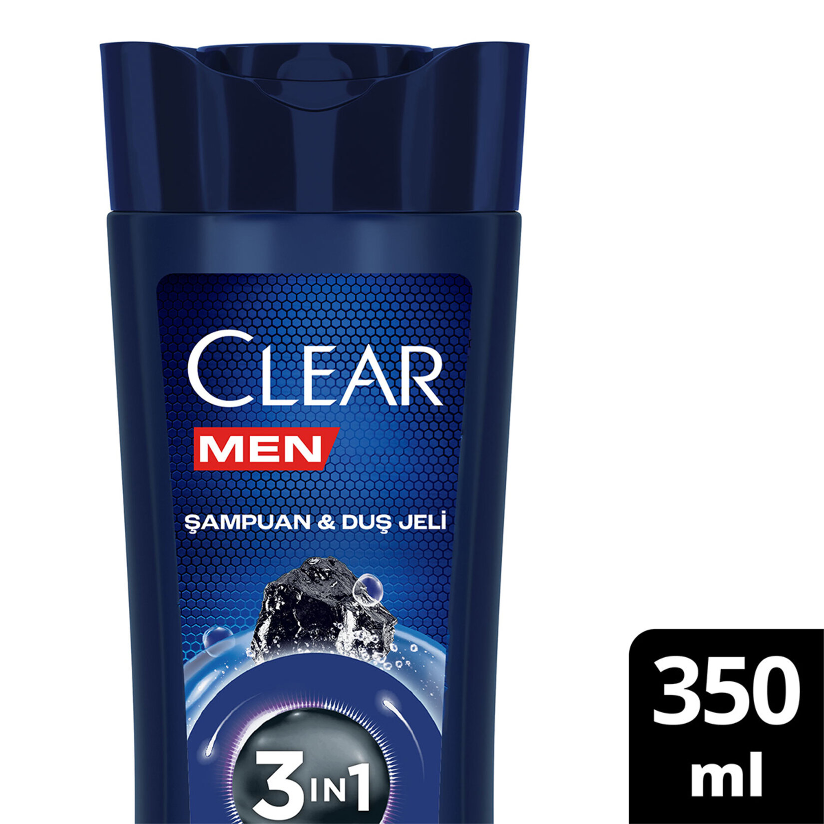 Clear Men 3 in 1 Şampuan & Duş Jeli Arındırıcı Kömür Saç Yüz Vücut İçin 350 ml - Görsel 2