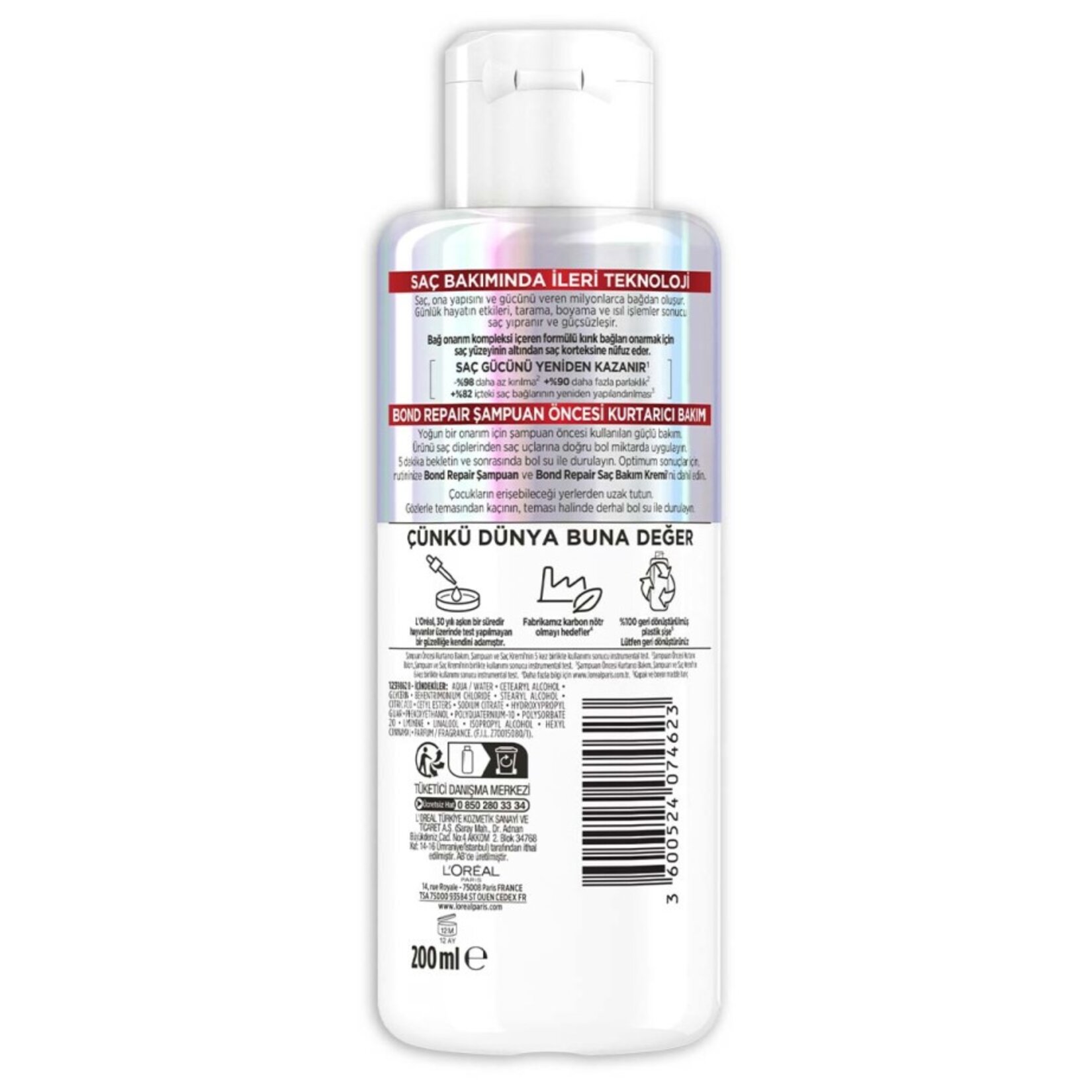 Bond Repair Tüm Yıpranmalar için Saç Bağlarını Yeniden Oluşturan Şampuan Öncesi Kurtarıcı Bakım 200ML - Görsel 2