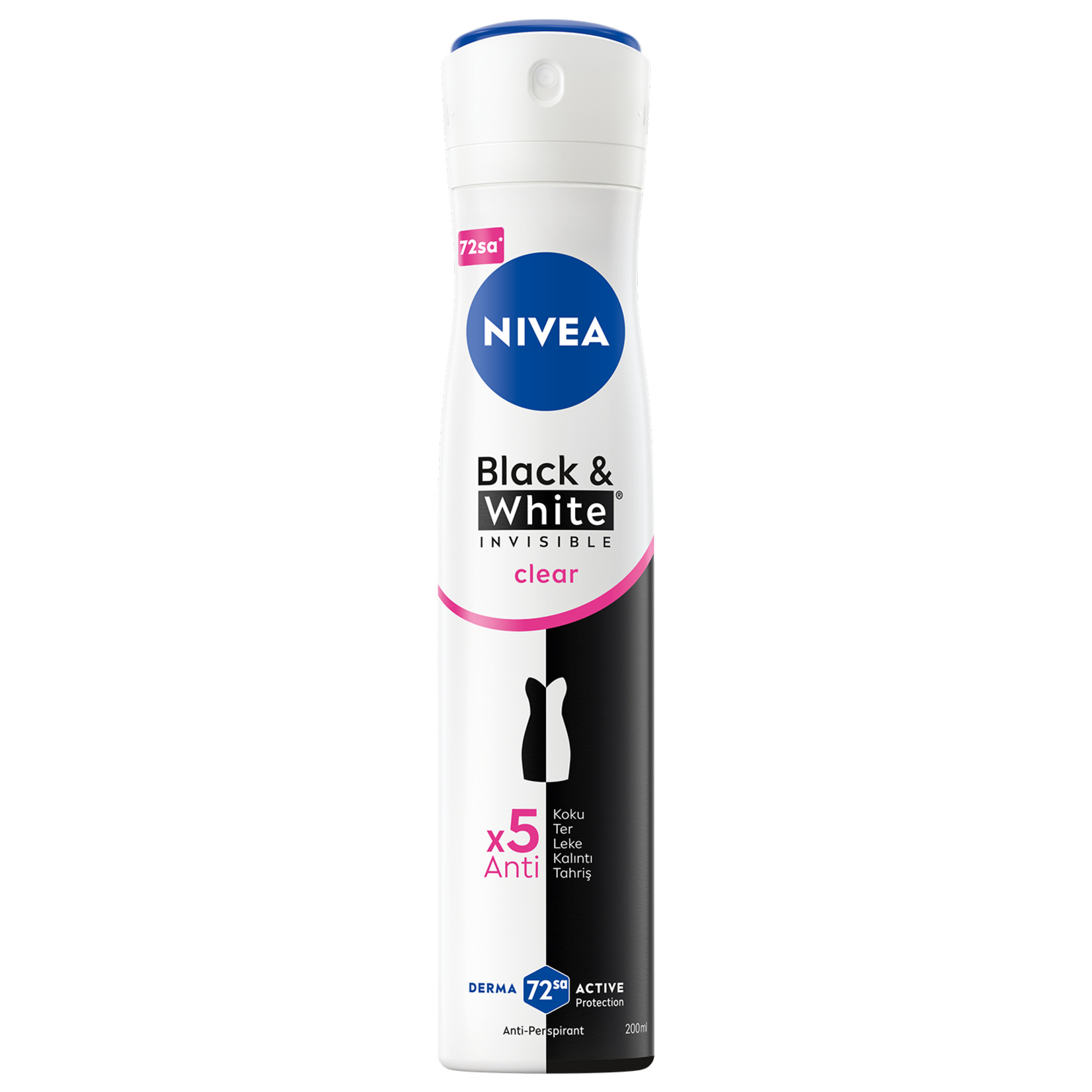 NIVEA Kadın Sprey Deodorant Black&White Invisible Clear 200ml - Görsel 1