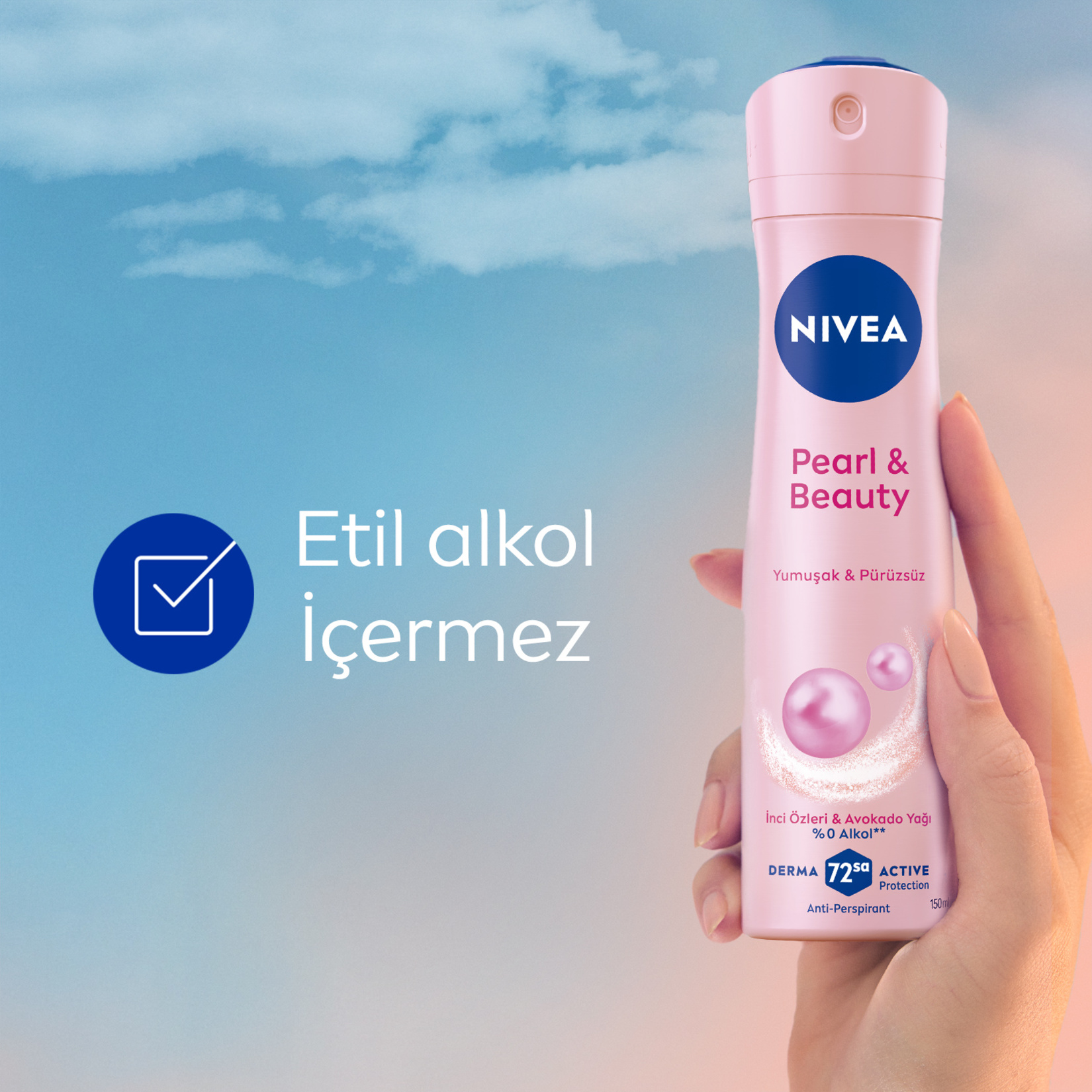 NIVEA Kadın Sprey Deodorant Pearl & Beauty 150 ml - Görsel 4