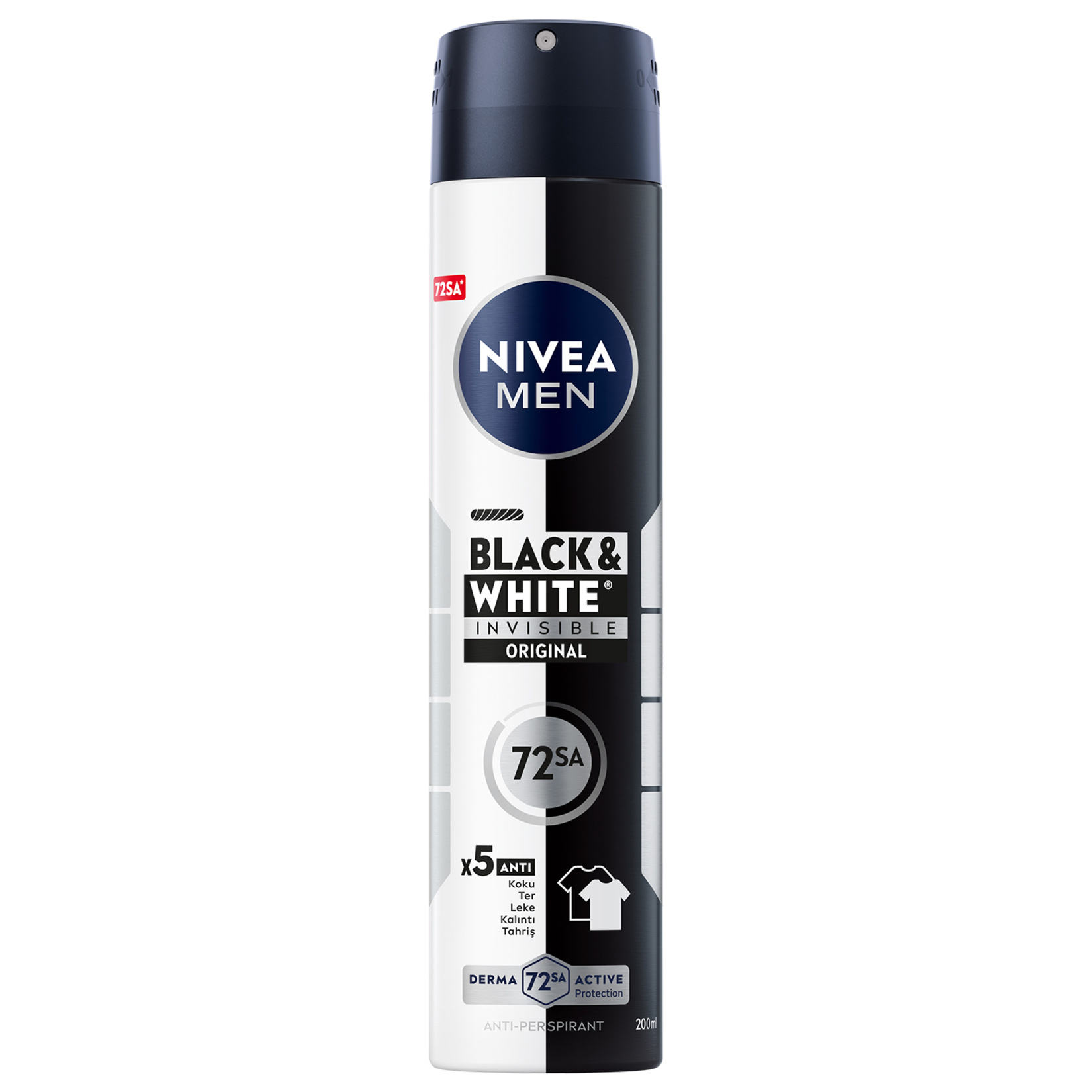 NIVEA MEN Erkek Sprey Deodorant Black&White Invisible 72 Saat Anti-perspirant Original 200ml - Görsel 1