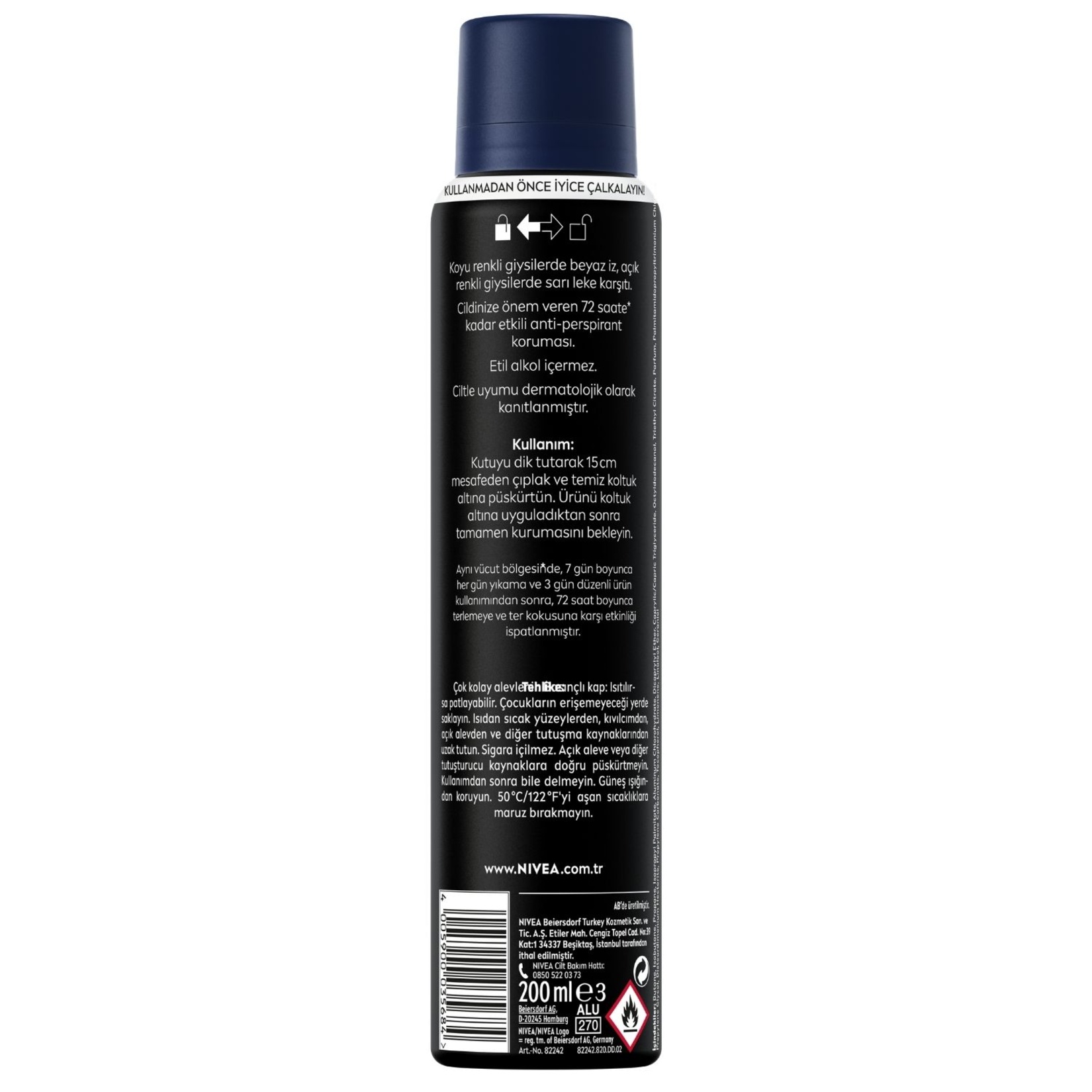 NIVEA MEN Erkek Sprey Deodorant Black&White Invisible 72 Saat Anti-perspirant Original 200ml - Görsel 2