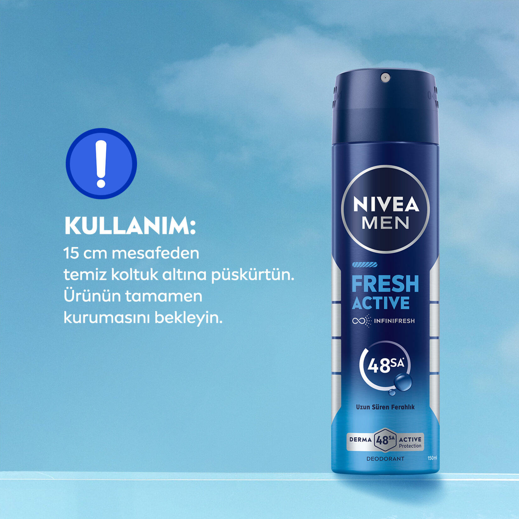 NIVEA MEN Erkek Sprey Deodorant Fresh Active 150 ml - Görsel 6