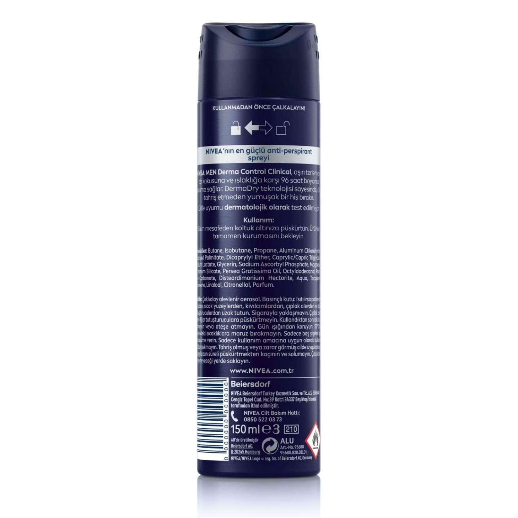 NIVEA MEN Erkek Sprey Deodorant Derma Control Clinical 150 Ml - Görsel 2