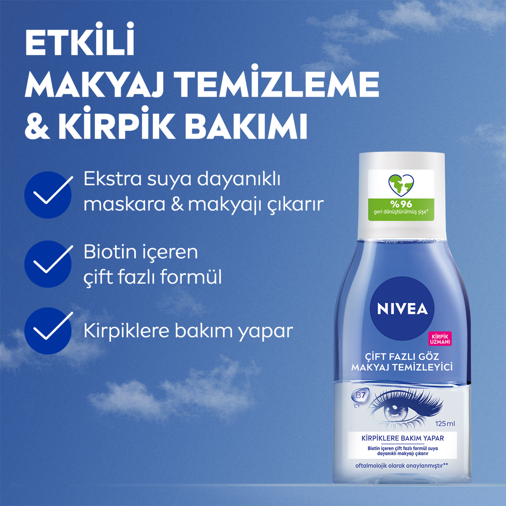NIVEA Çift Fazlı Göz Makyaj Temizleyici Make Up Expert 125 Ml - Görsel 3