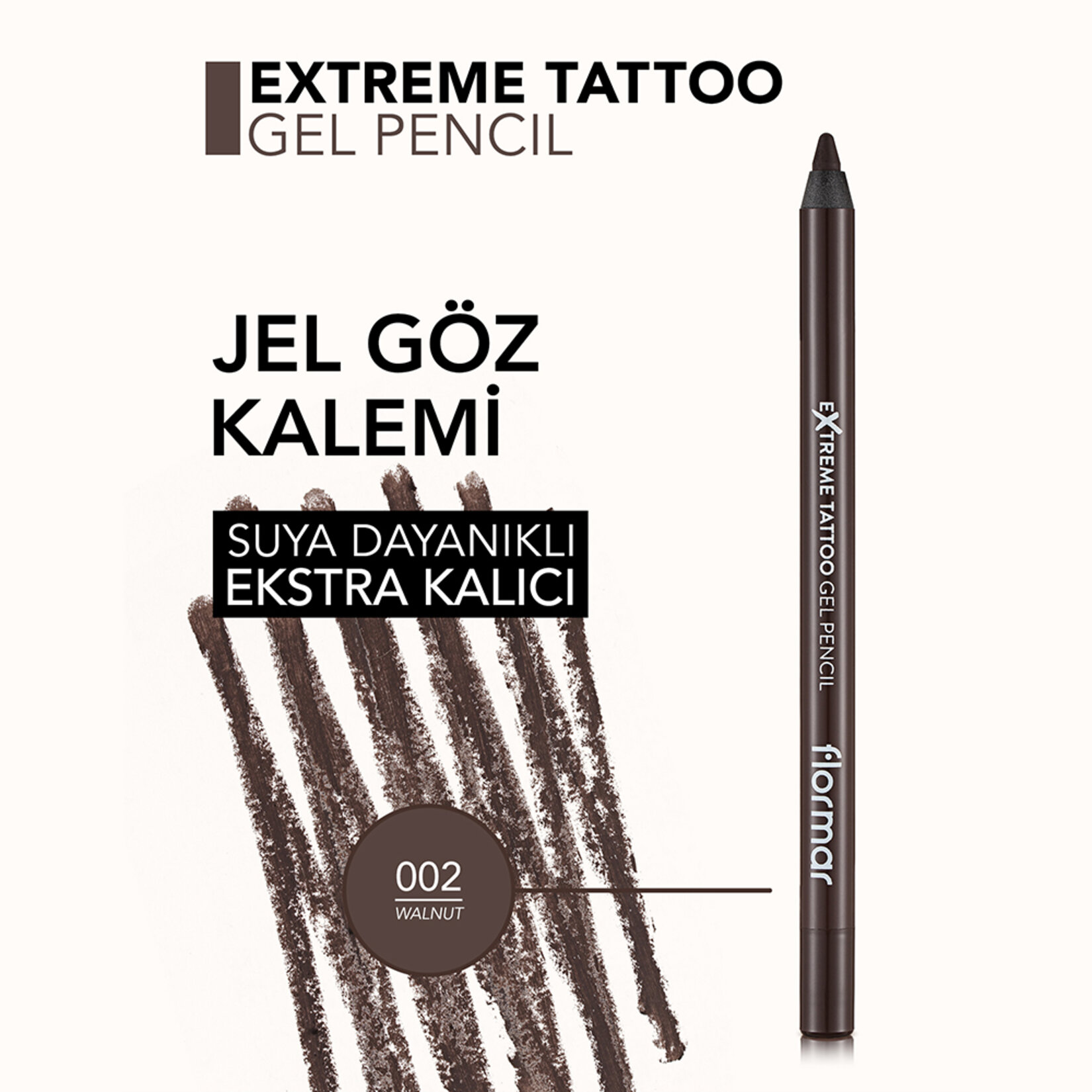 Flormar Extreme Tattoo Yoğun Pigmentli Akmayan Jel Göz Kalemi - 002 Walnut - Görsel 5
