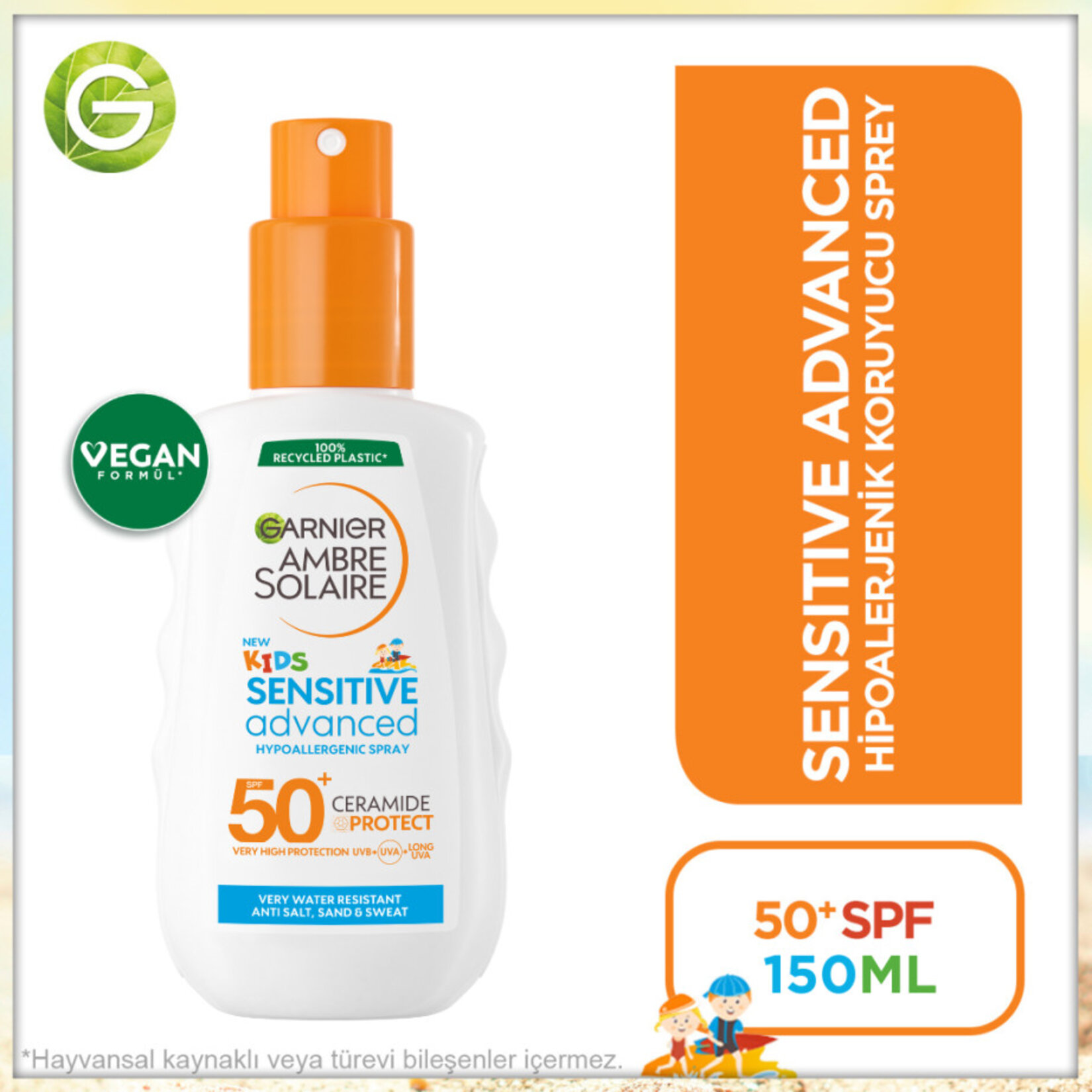 Garnier Ambre Solaire Çocuk Hipoalerjenik Güneş Koruyucu Sprey SPF 50+ 150 ml - Görsel 2