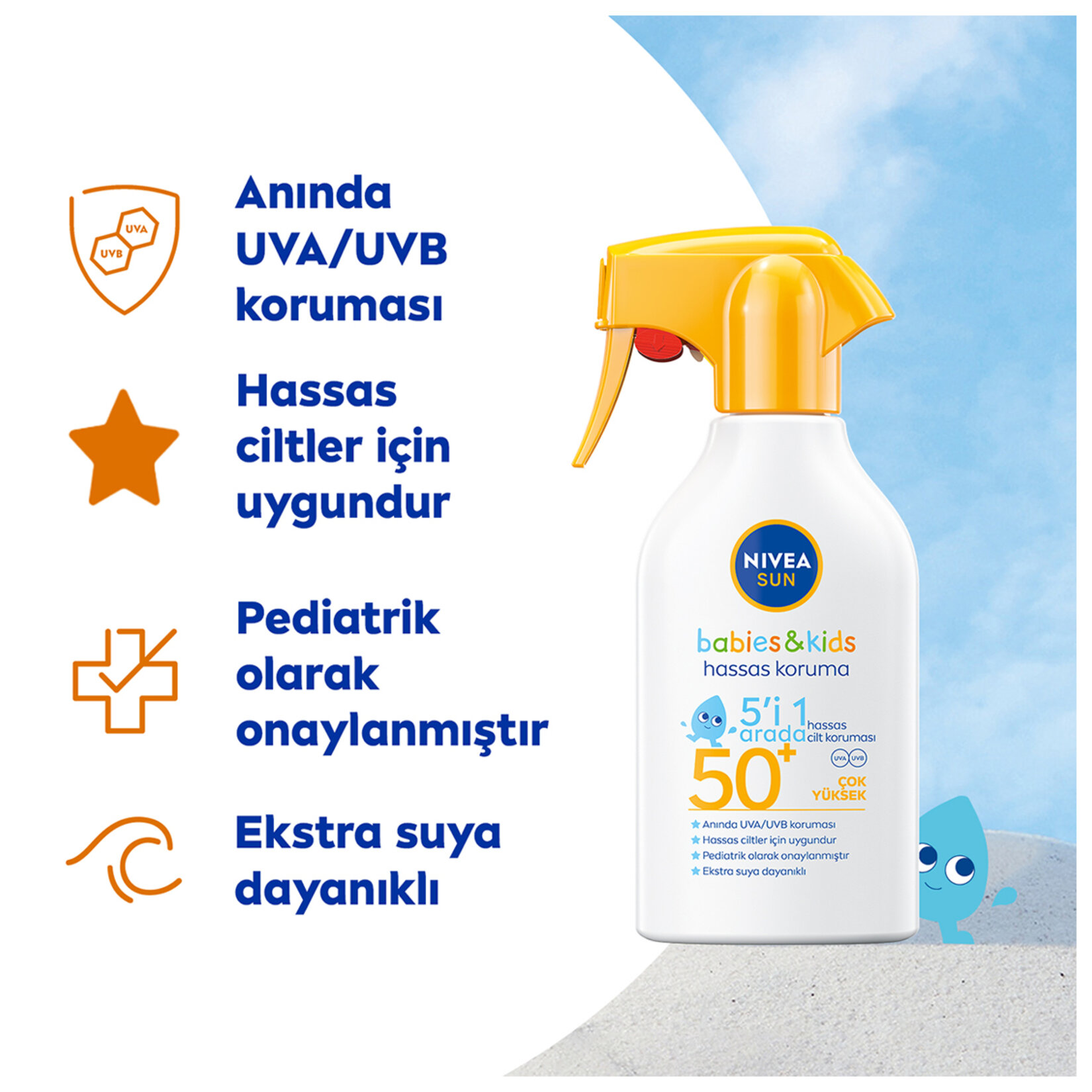 Nivea Sun Bebekler & Çocuklar İçin Hassas Koruma Güneş Spreyi SPF 50 270 ml - Görsel 5