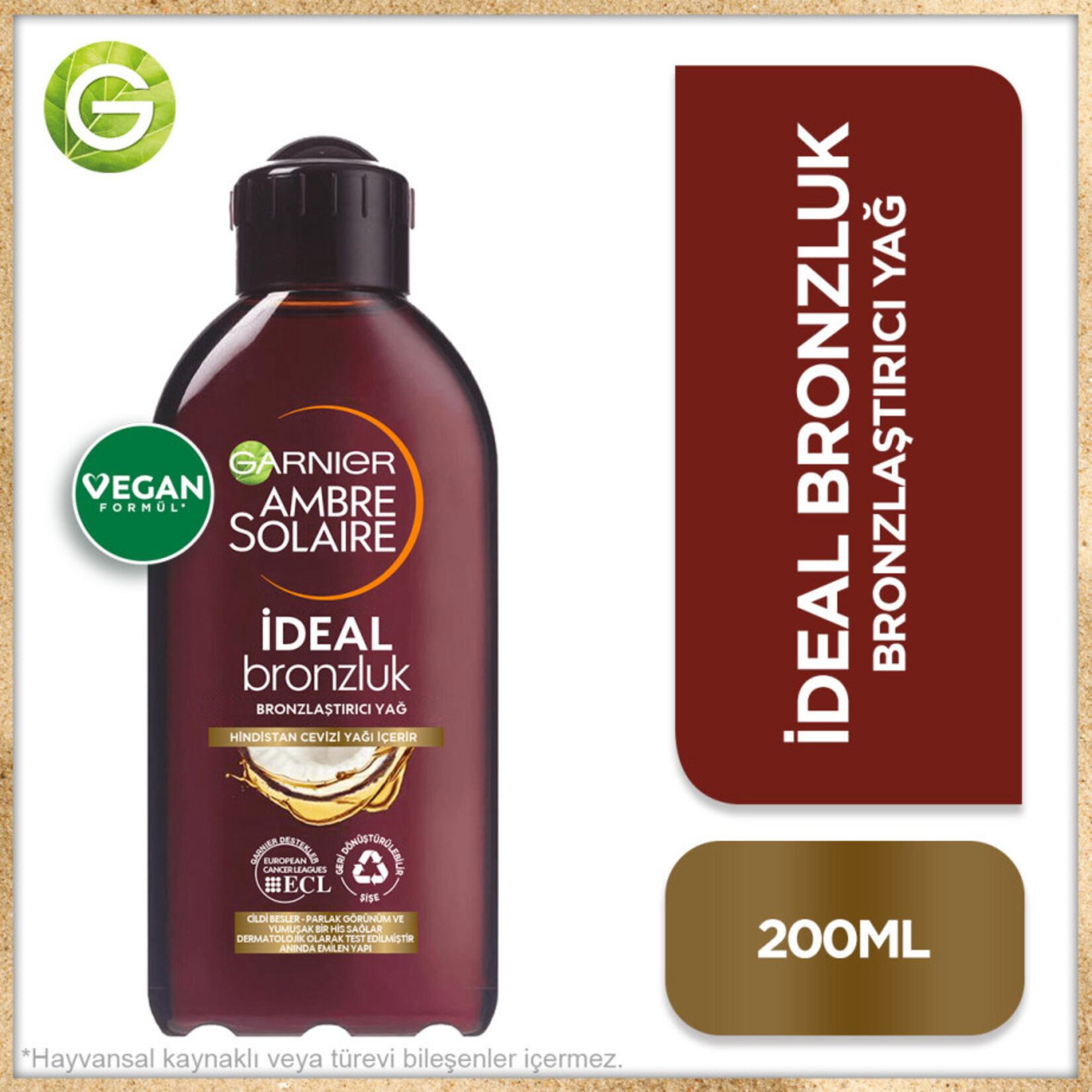 Garnier Ambre Solaire Yoğun Bronzlaştırıcı Besleyici Coco Yağ 200 ml      - Görsel 2