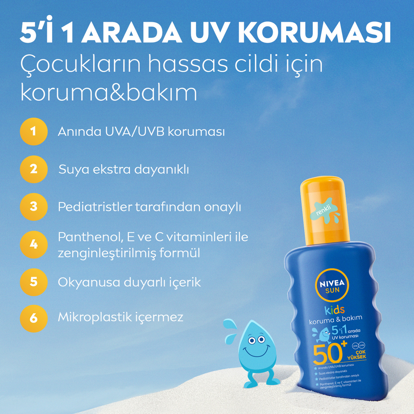 NIVEA SUN SPF50 Çocuklar İçin Yüksek Güneş Koruyucu Vücut Spreyi 200 Ml - Görsel 3