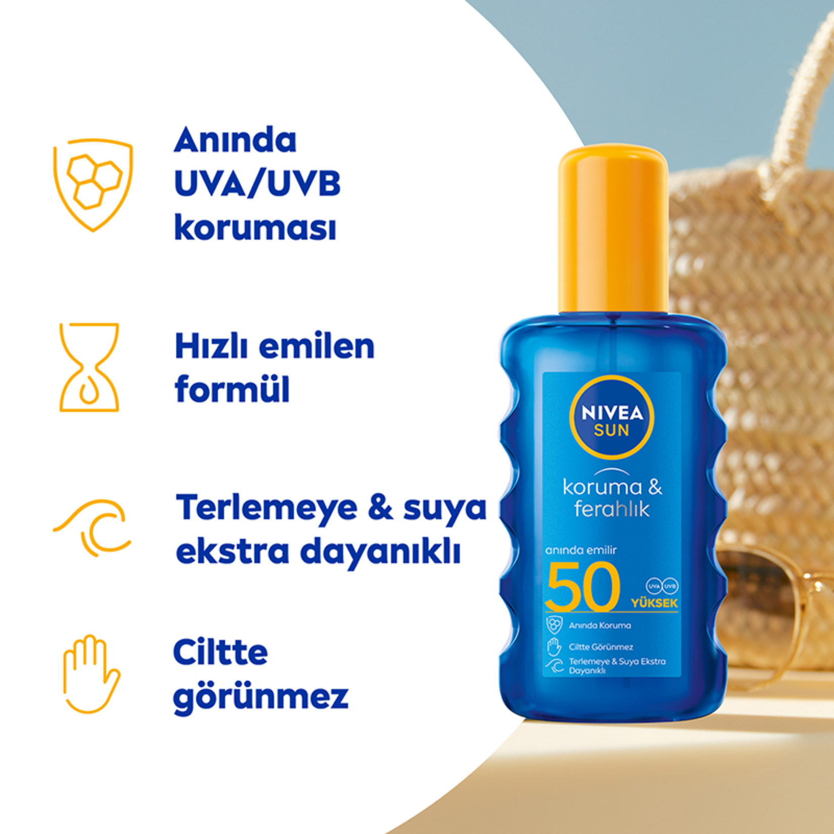NIVEA SUN SPF50 Güneş Koruyucu ve Ferahlatıcı Transparan Vücut Spreyi 200 Ml - Görsel 3
