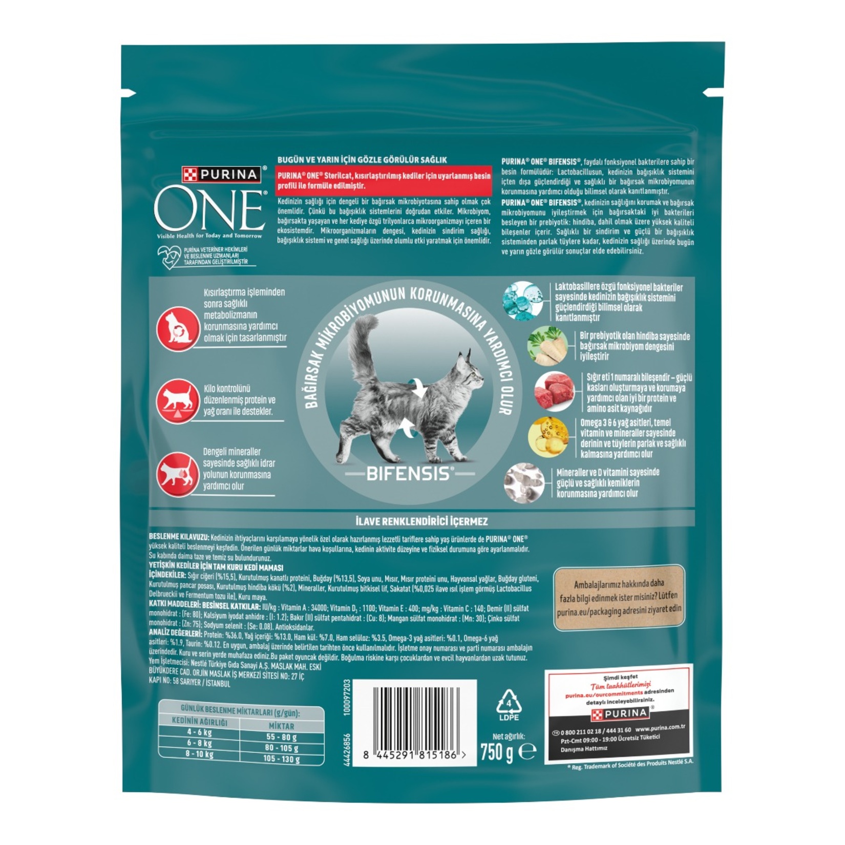 Purina One Steril Kedi Maması Sığır Etli 750 G - Görsel 2