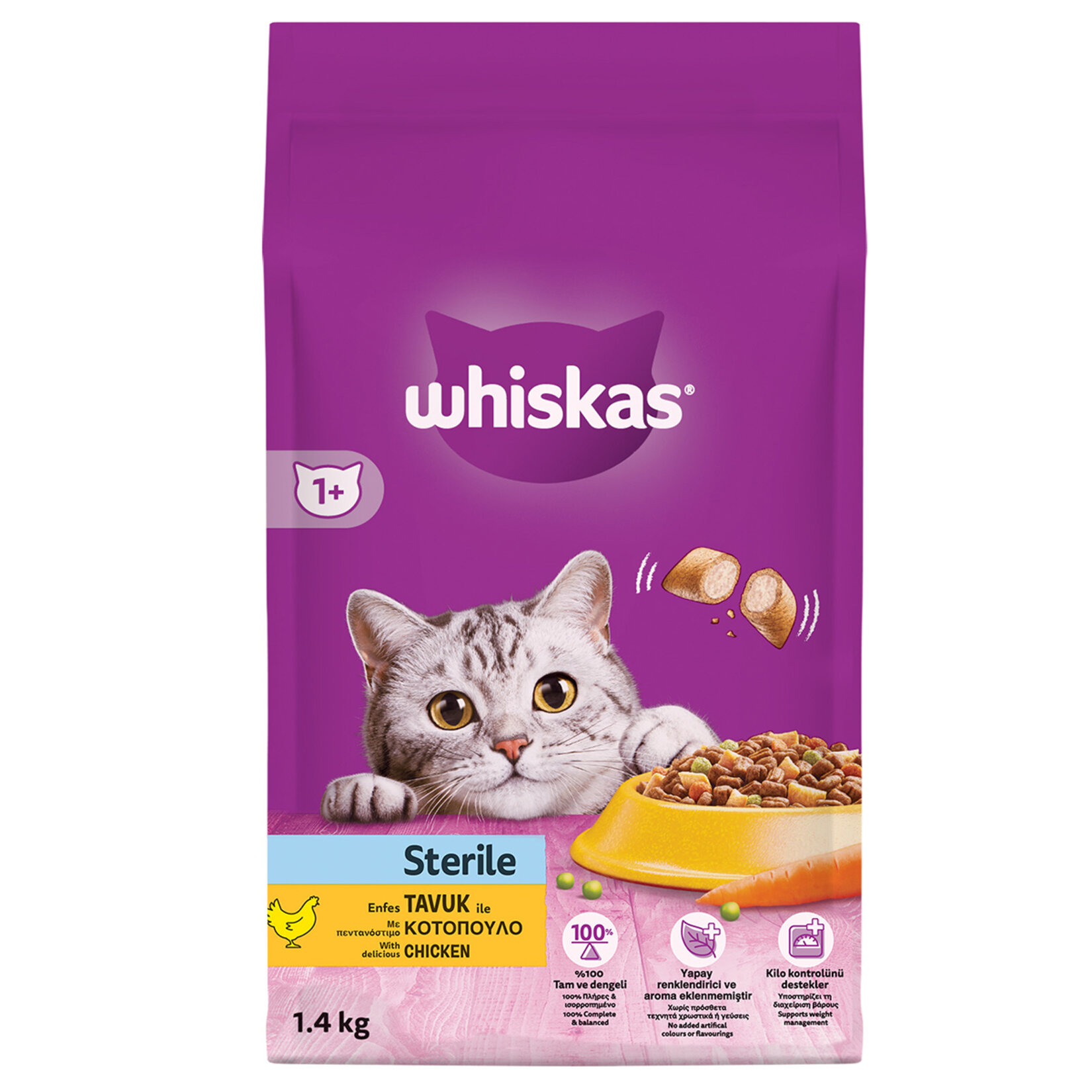Whiskas Tavuklu Kısır Kedi Maması 1.4 Kg
