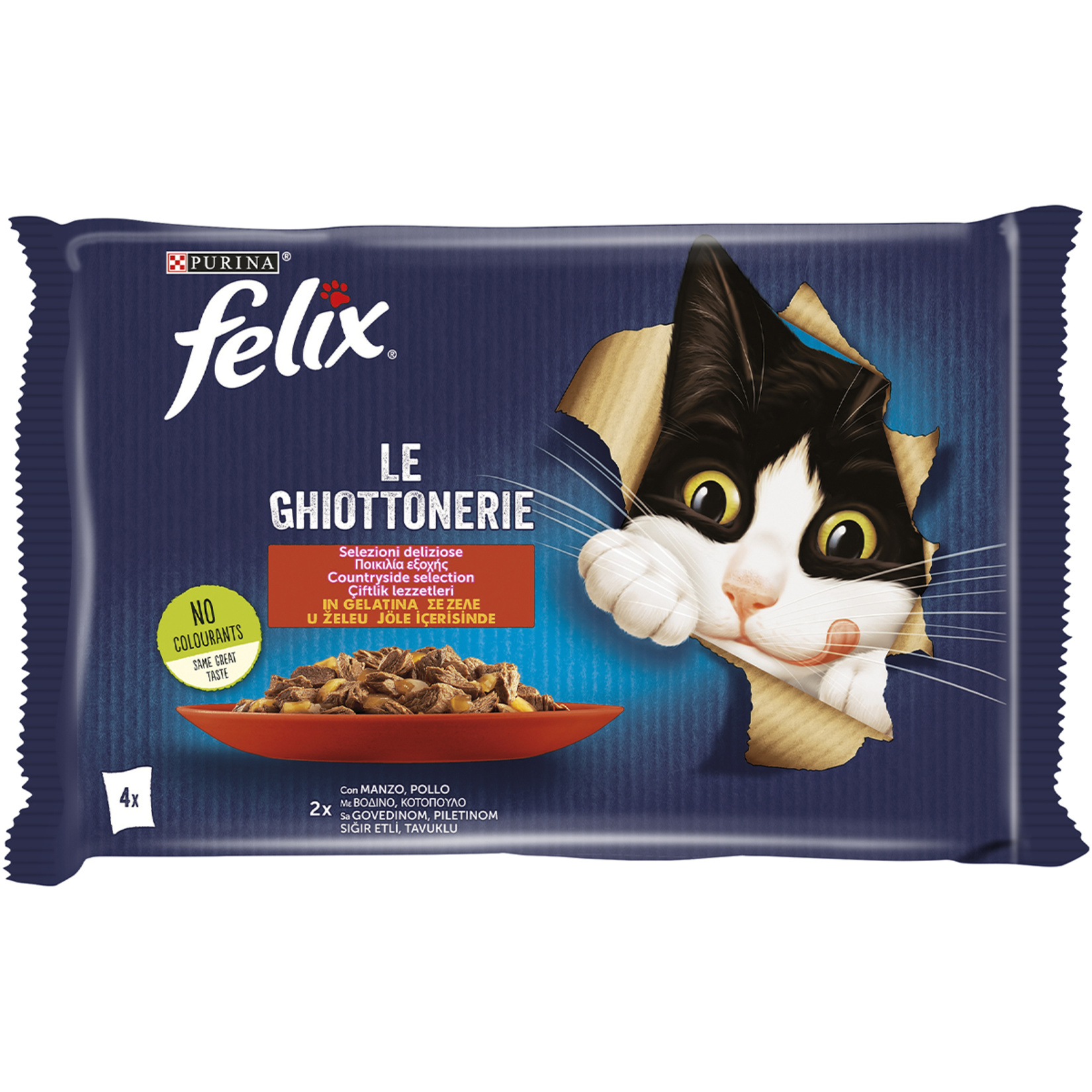 Felix Sığır Etli ve Tavuklu Yaş Kedi Maması 4 x 85 G
