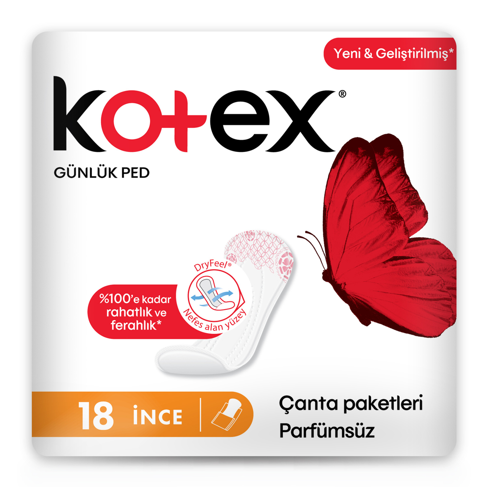 Kotex İnce Günlük Parfümsüz 18'li - Görsel 2