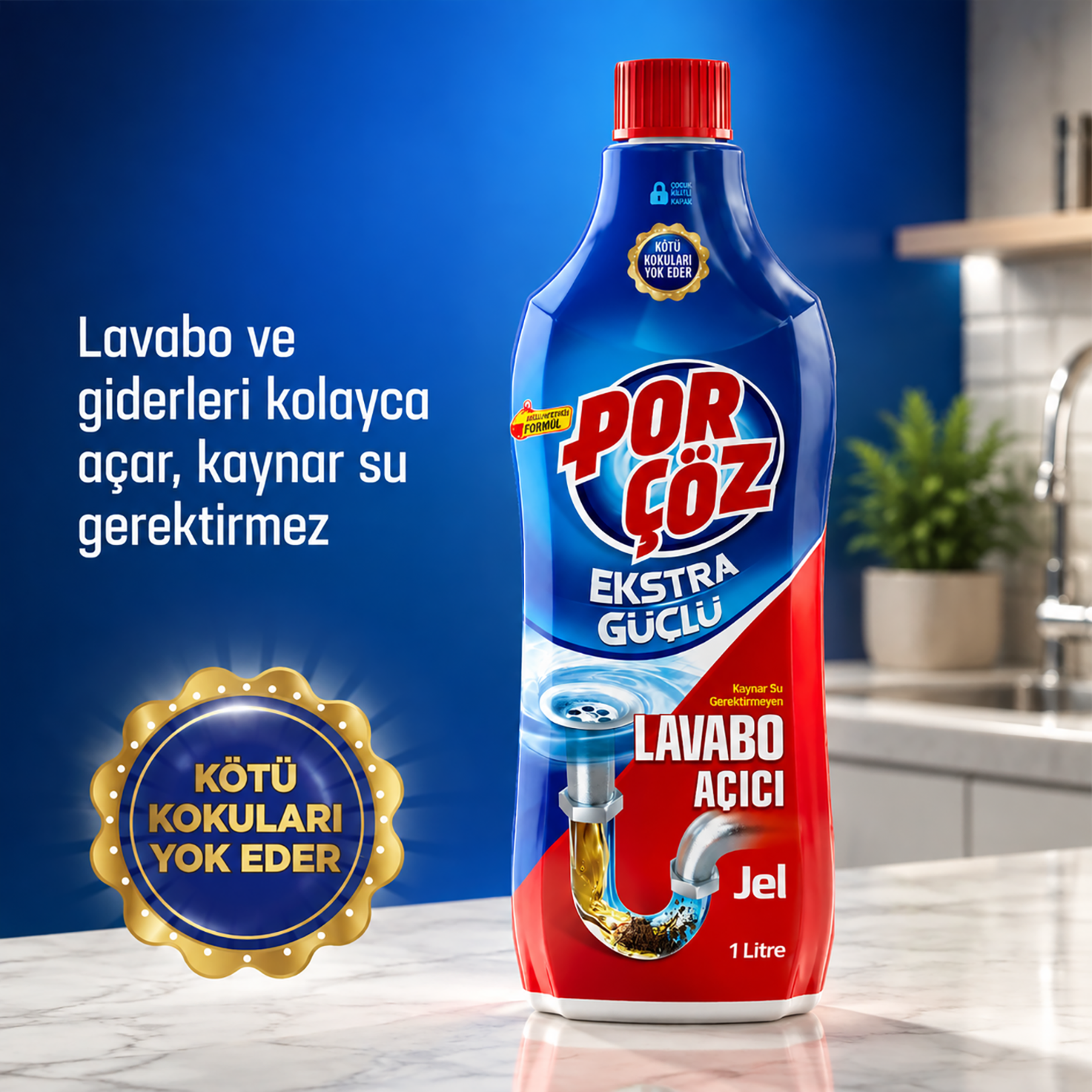Porçöz Jel Lavabo Açıcı 1 L - Görsel 3